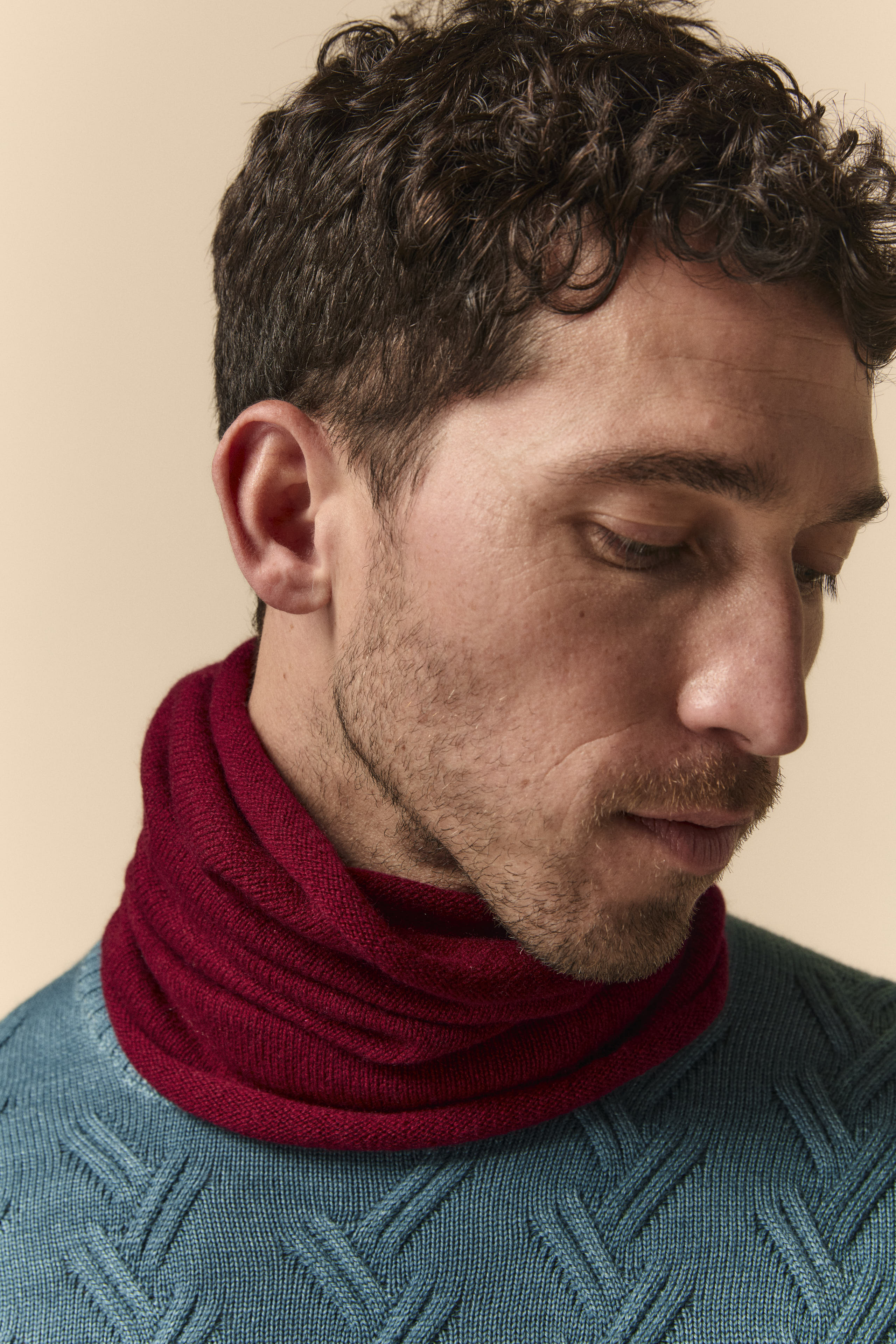 Cashmere knit collar - Burgundy