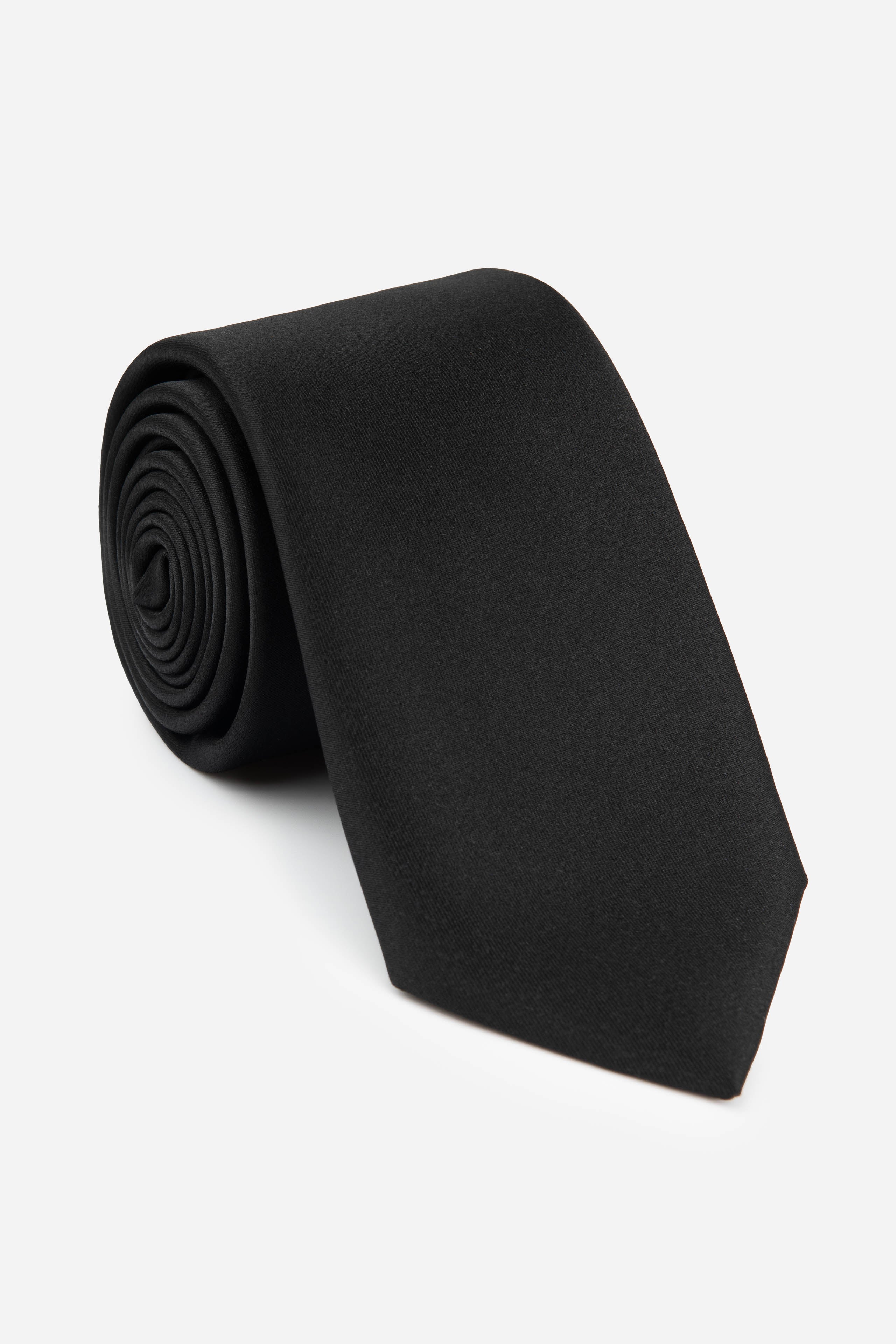 Blue silk satin tie - BLACK