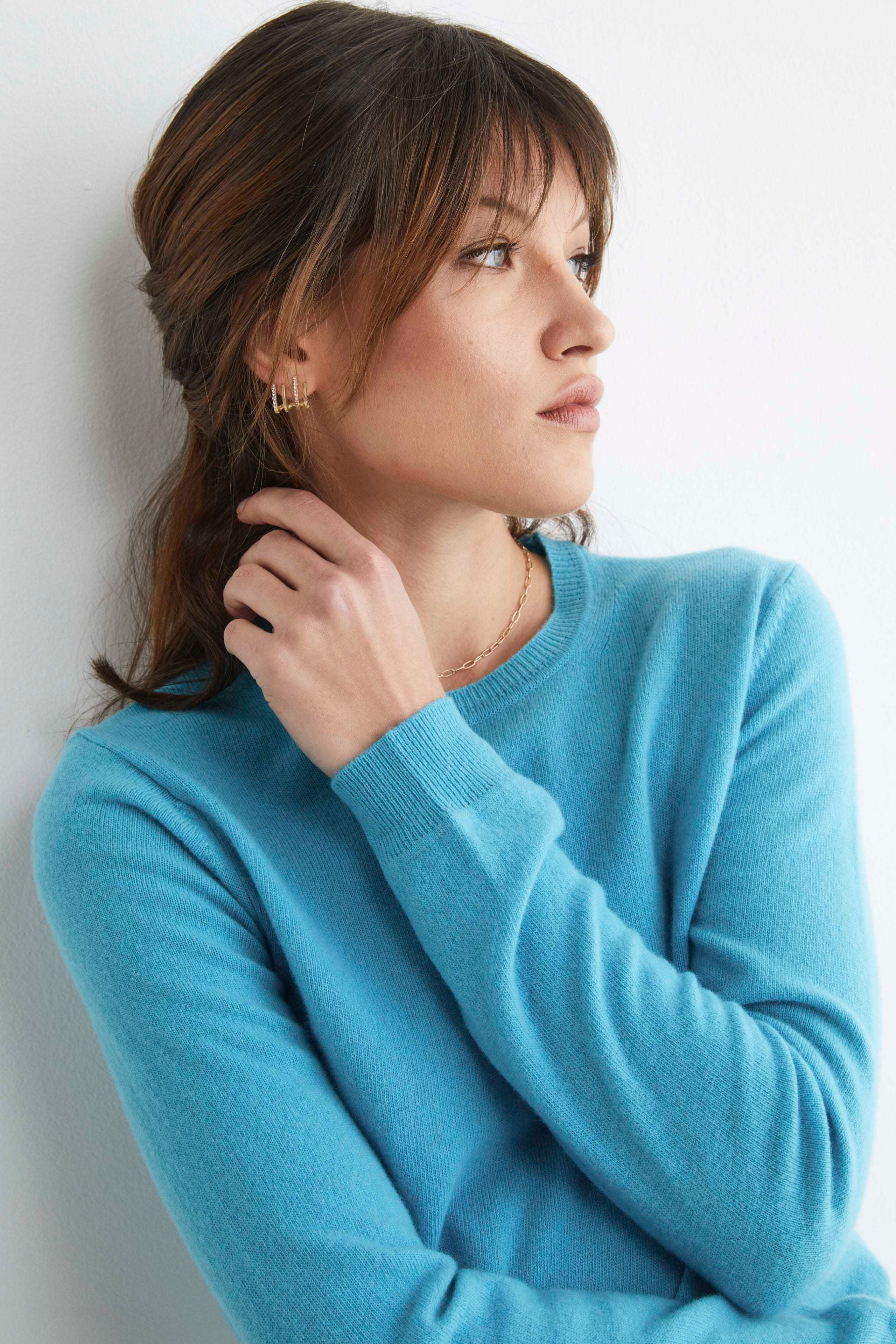 Wool and cashmere crewneck - Aquamarine