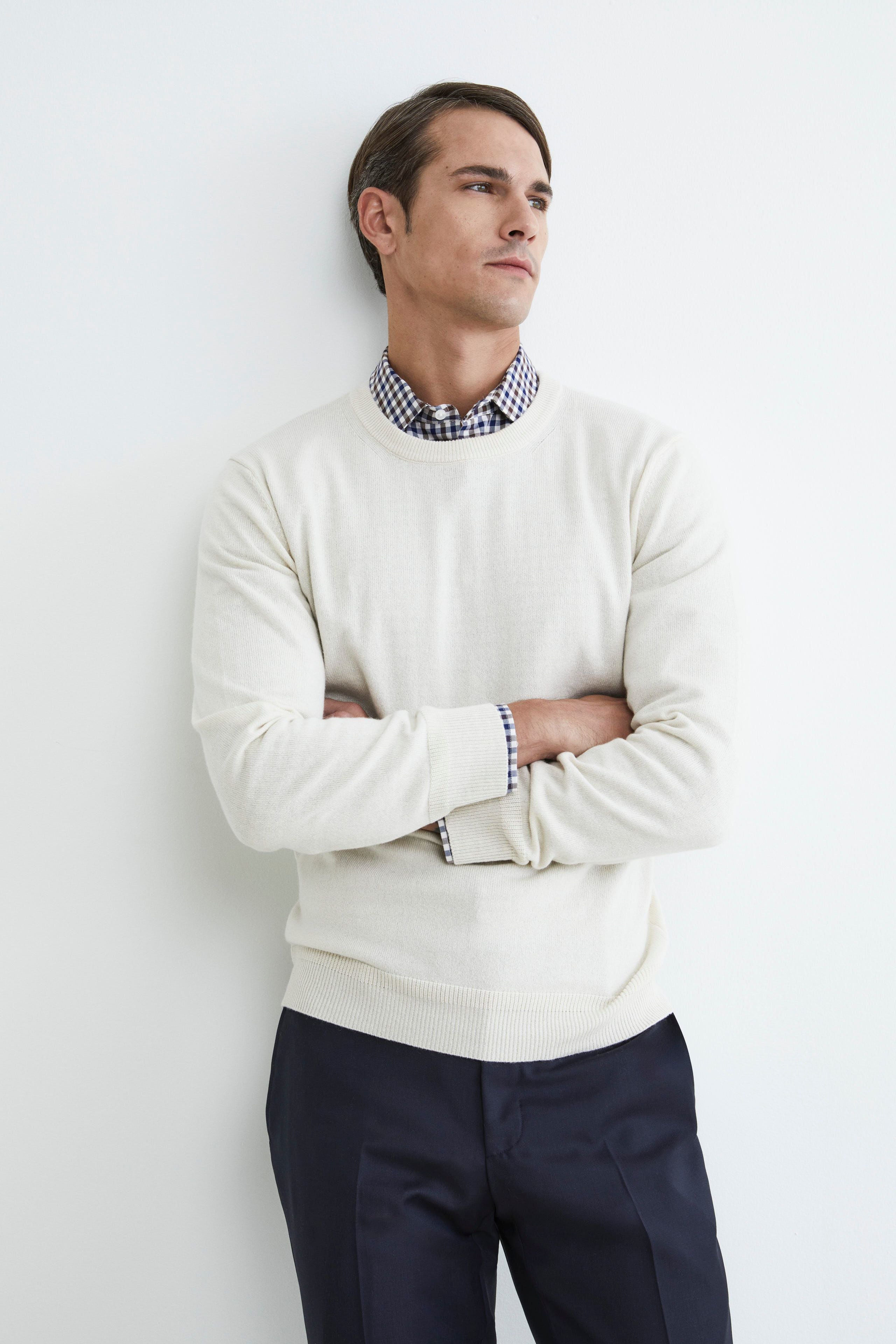 Cashmere and silk crew neck - Cream white