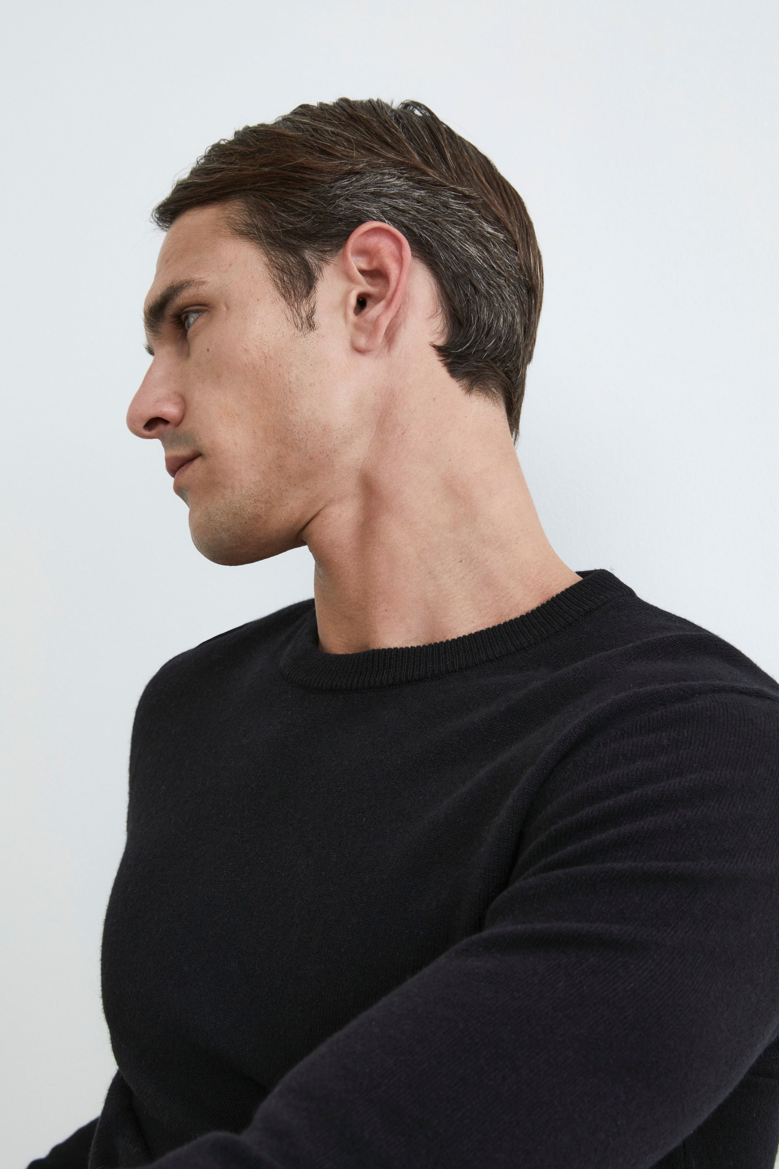 Cashmere and silk crew neck - BLACK