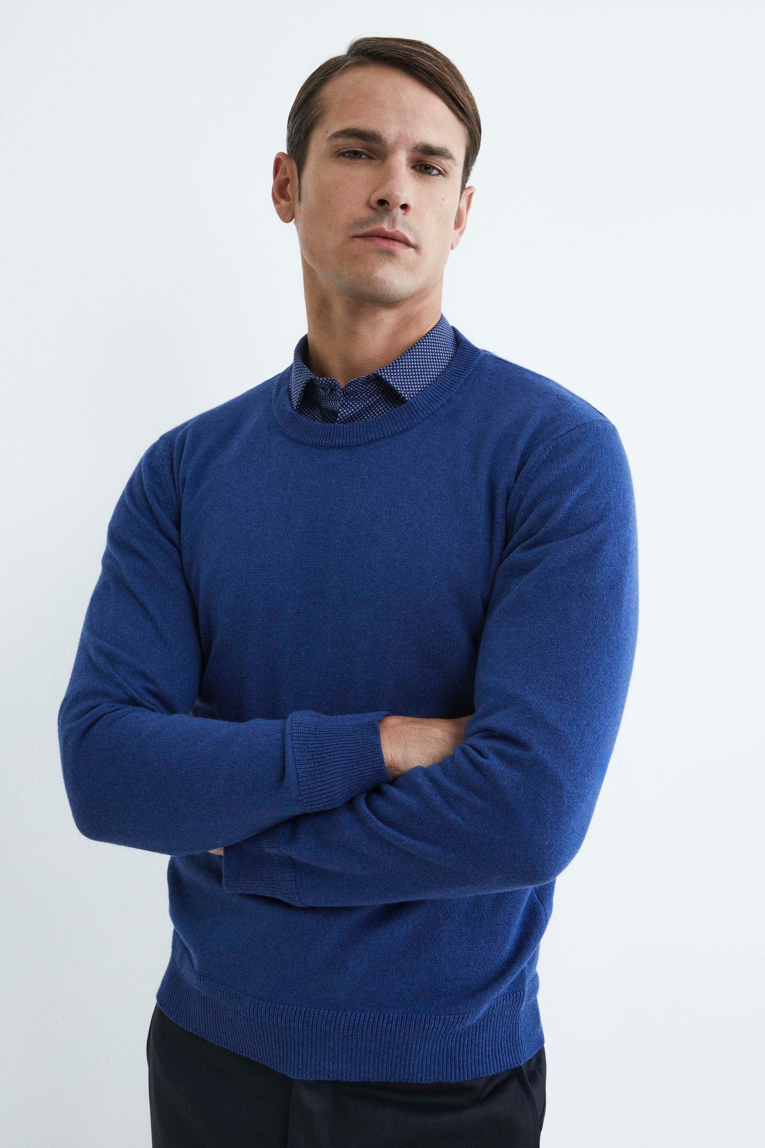 Cashmere and silk crew neck - DENIM