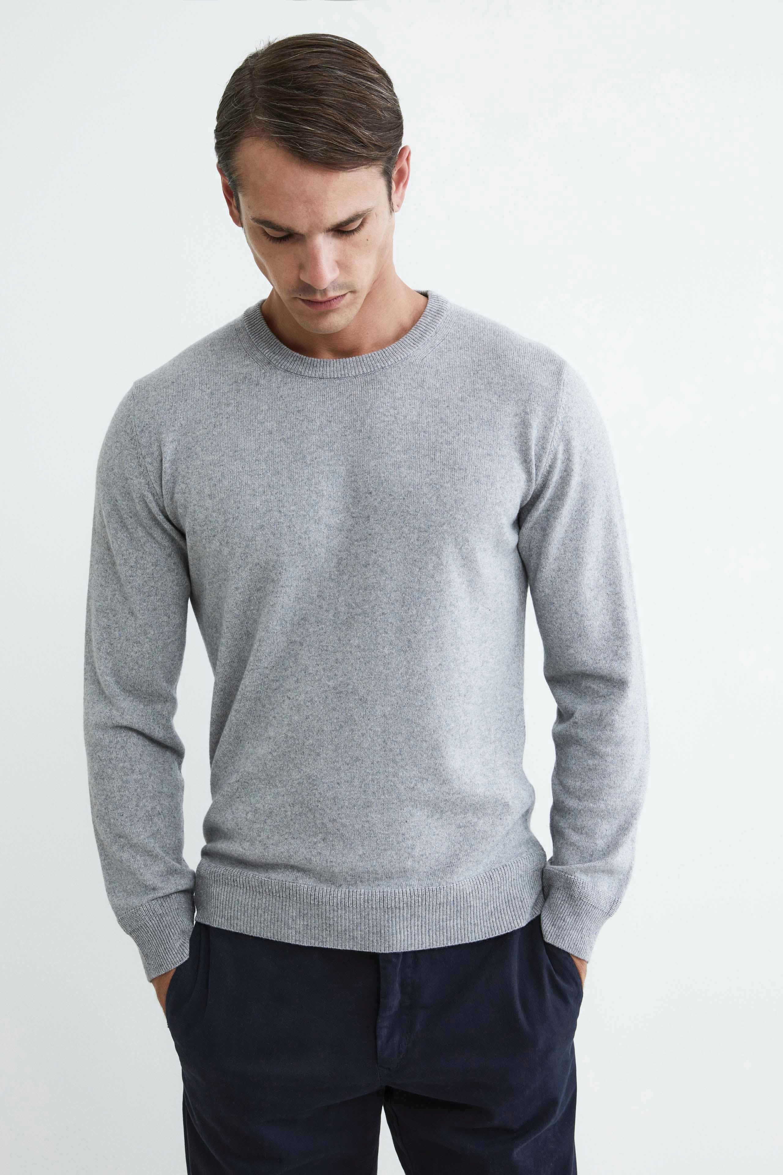 Cashmere and silk crew neck - Grey melange