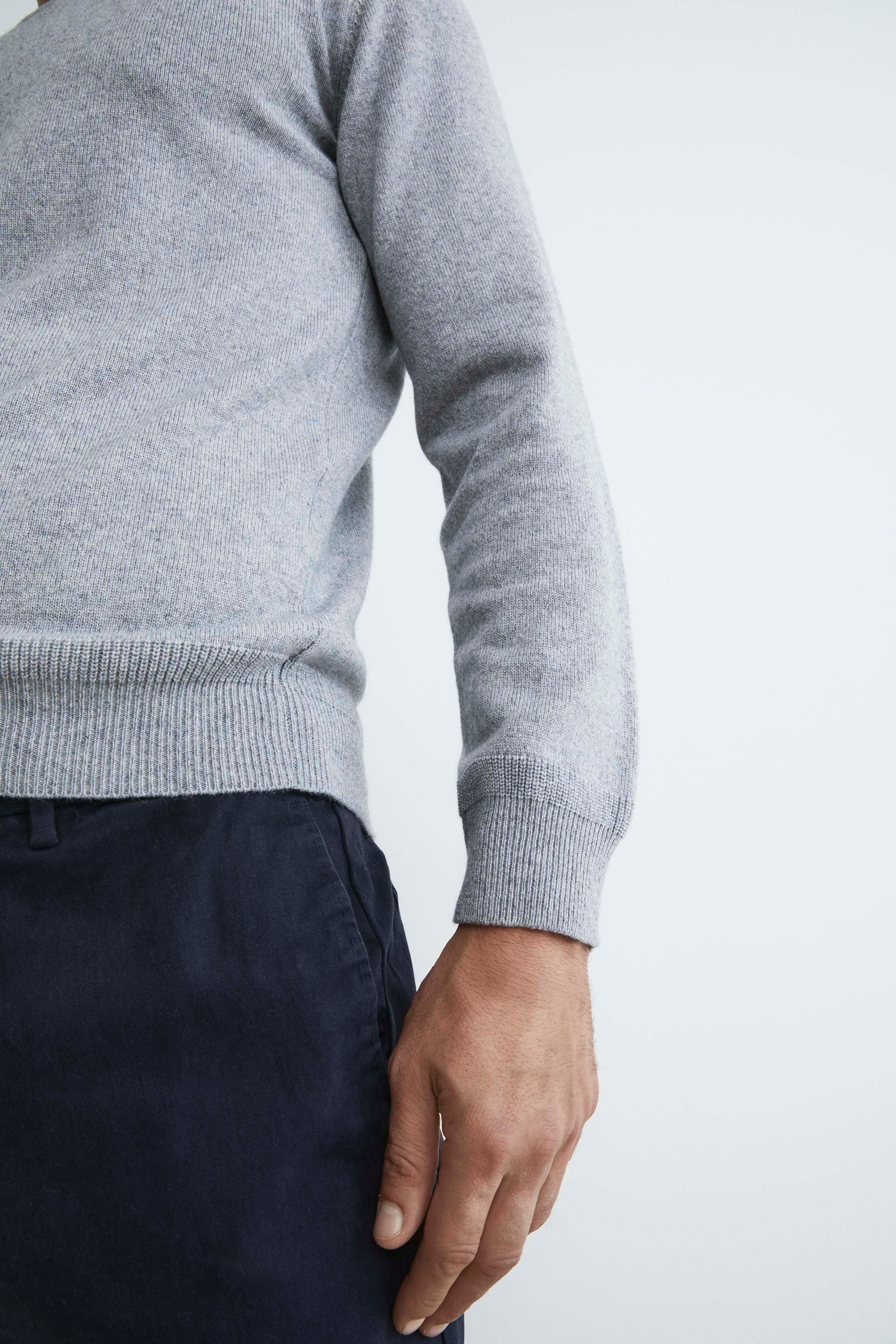 Cashmere and silk crew neck - Grey melange