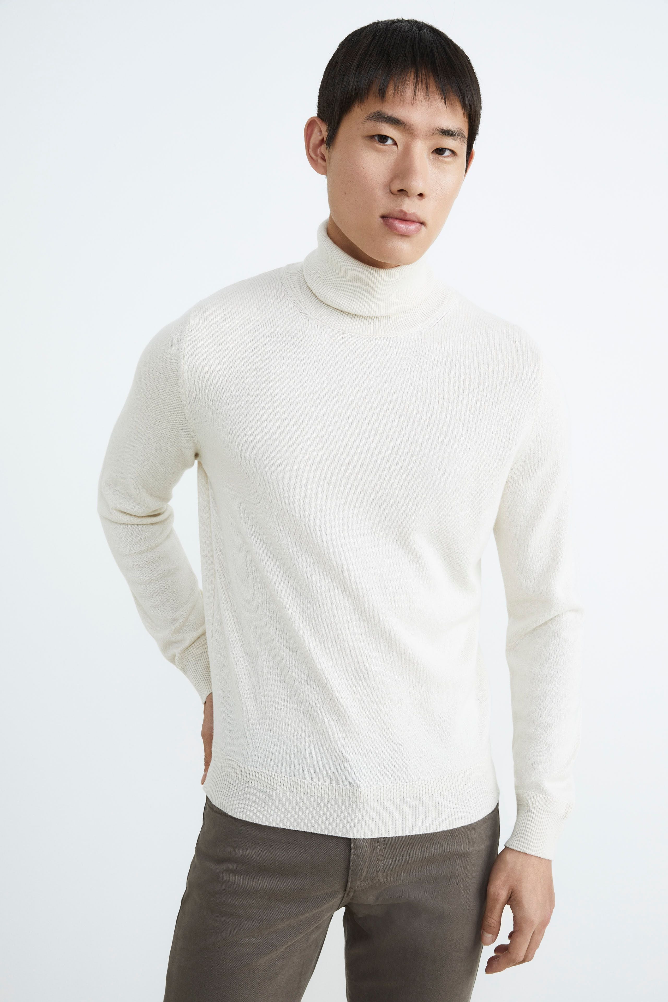 Silk and cashmere turtleneck - Cream white