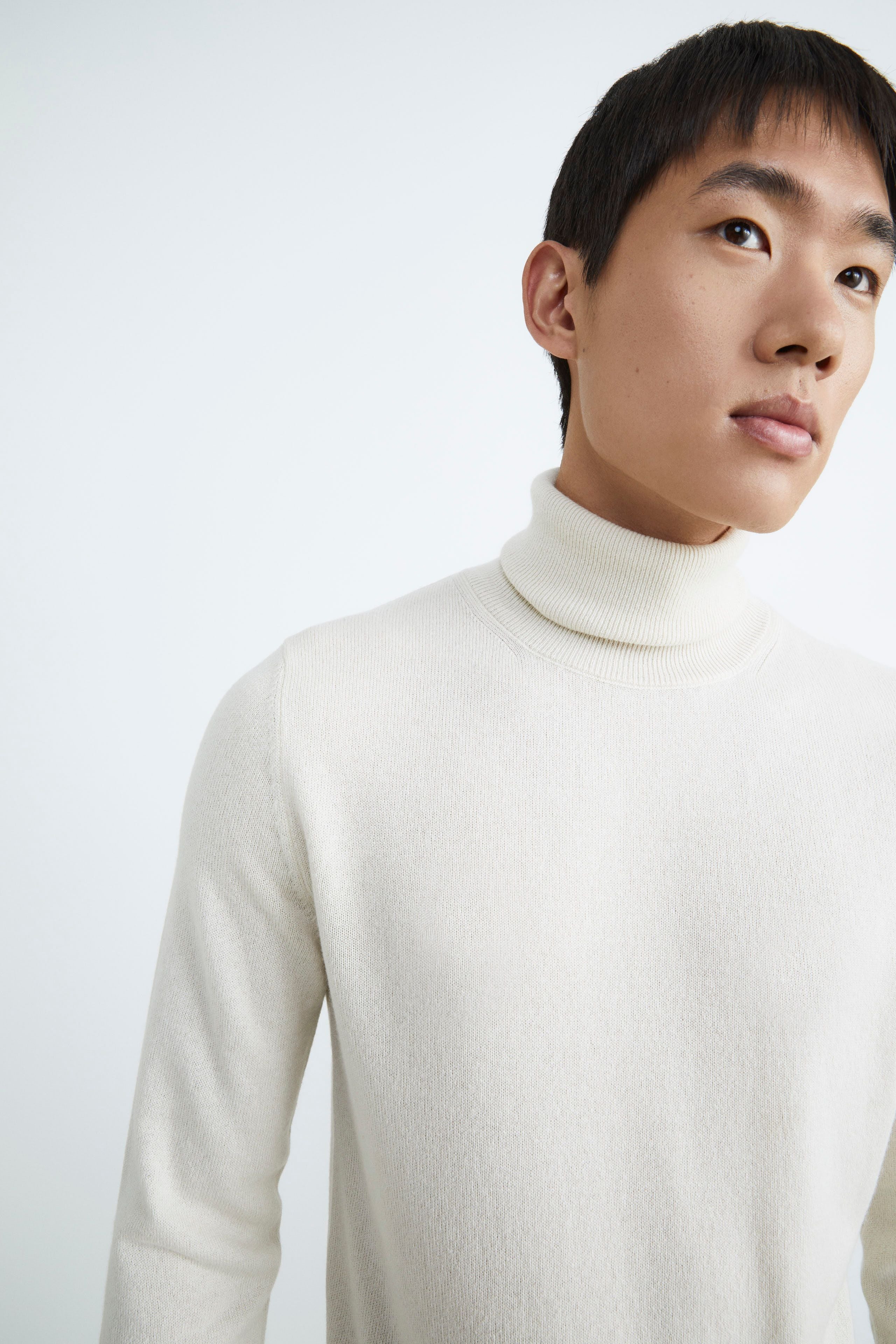 Silk and cashmere turtleneck - Cream white