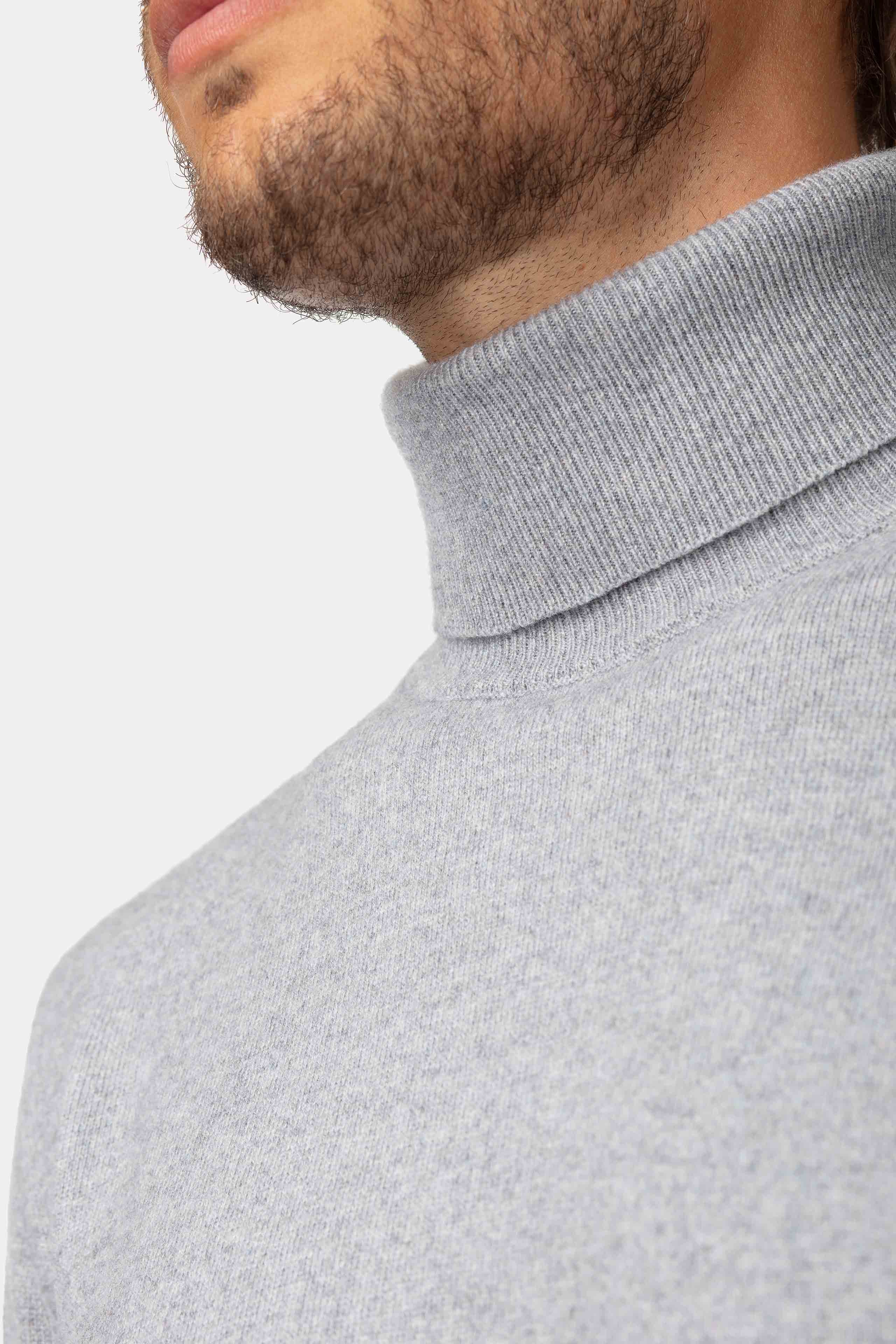 Silk and cashmere turtleneck - Grey melange