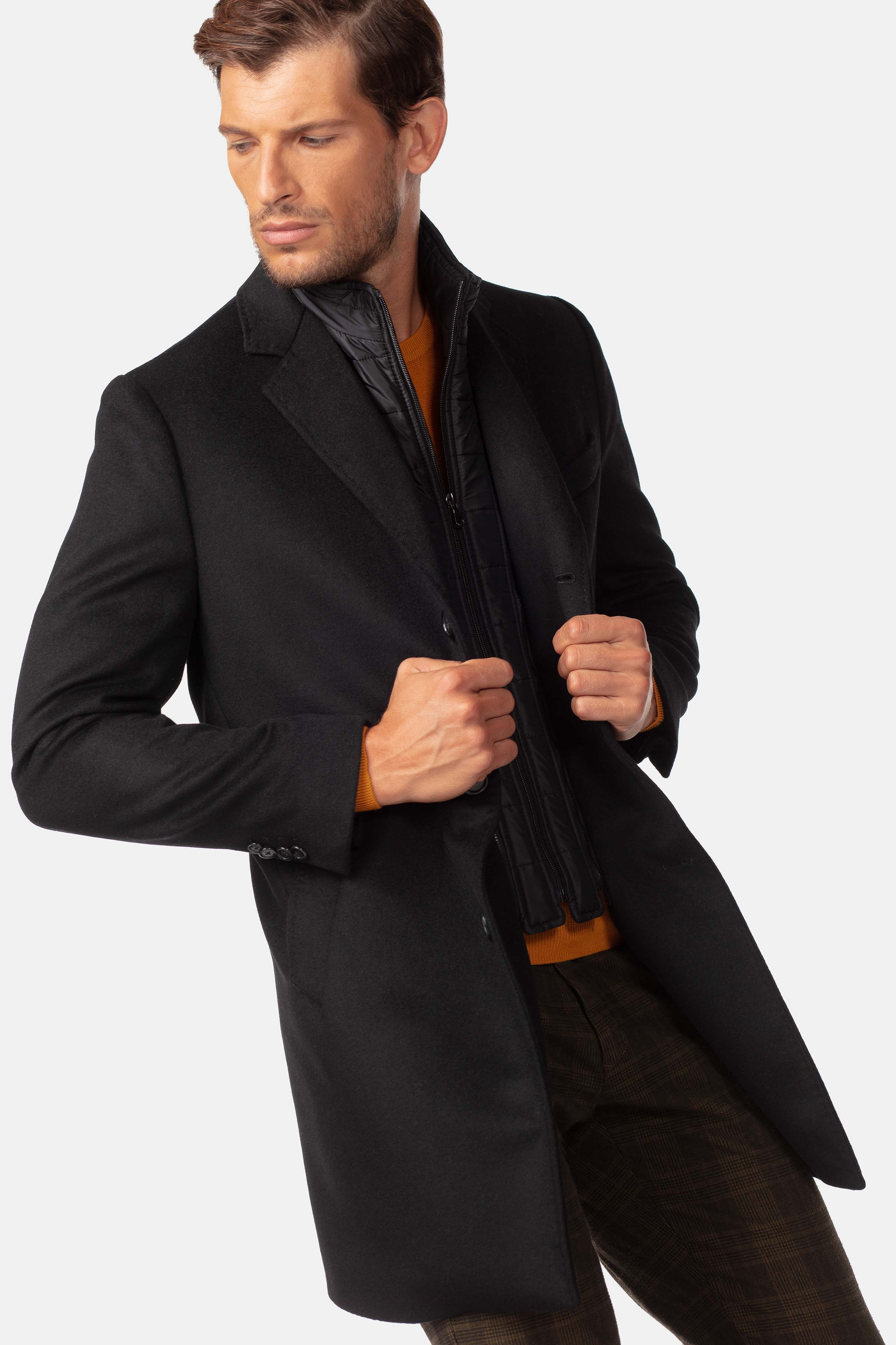 Wool and cashmere coat - BLACK