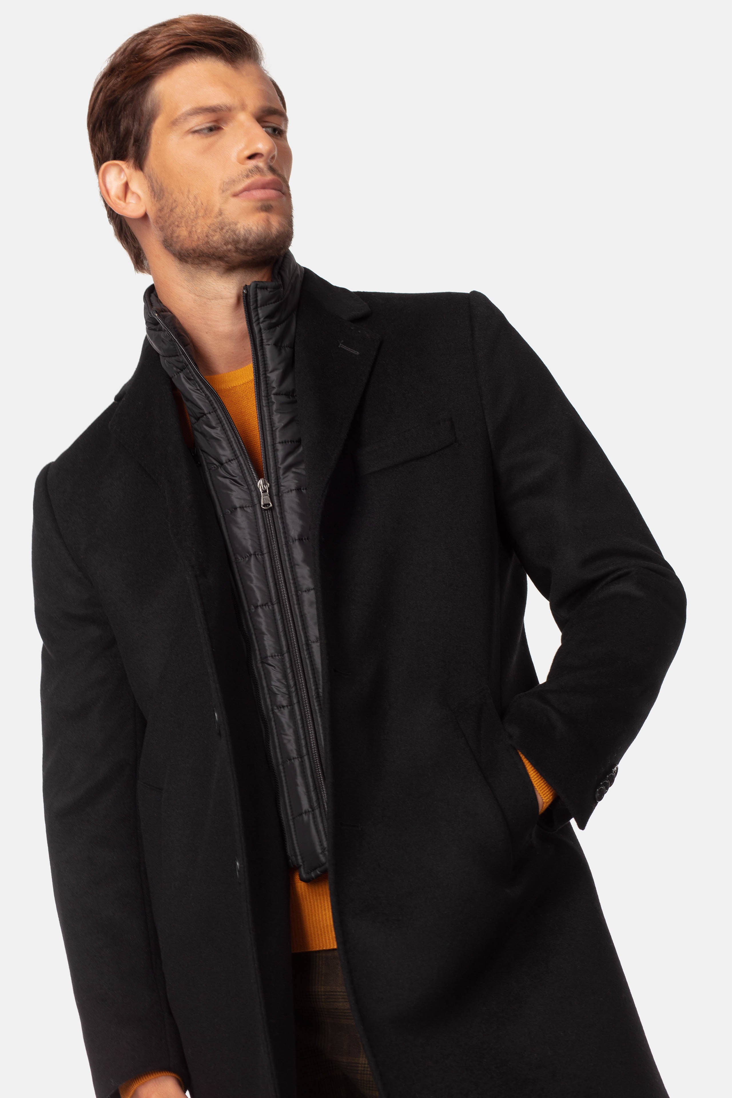 Wool and cashmere coat - BLACK