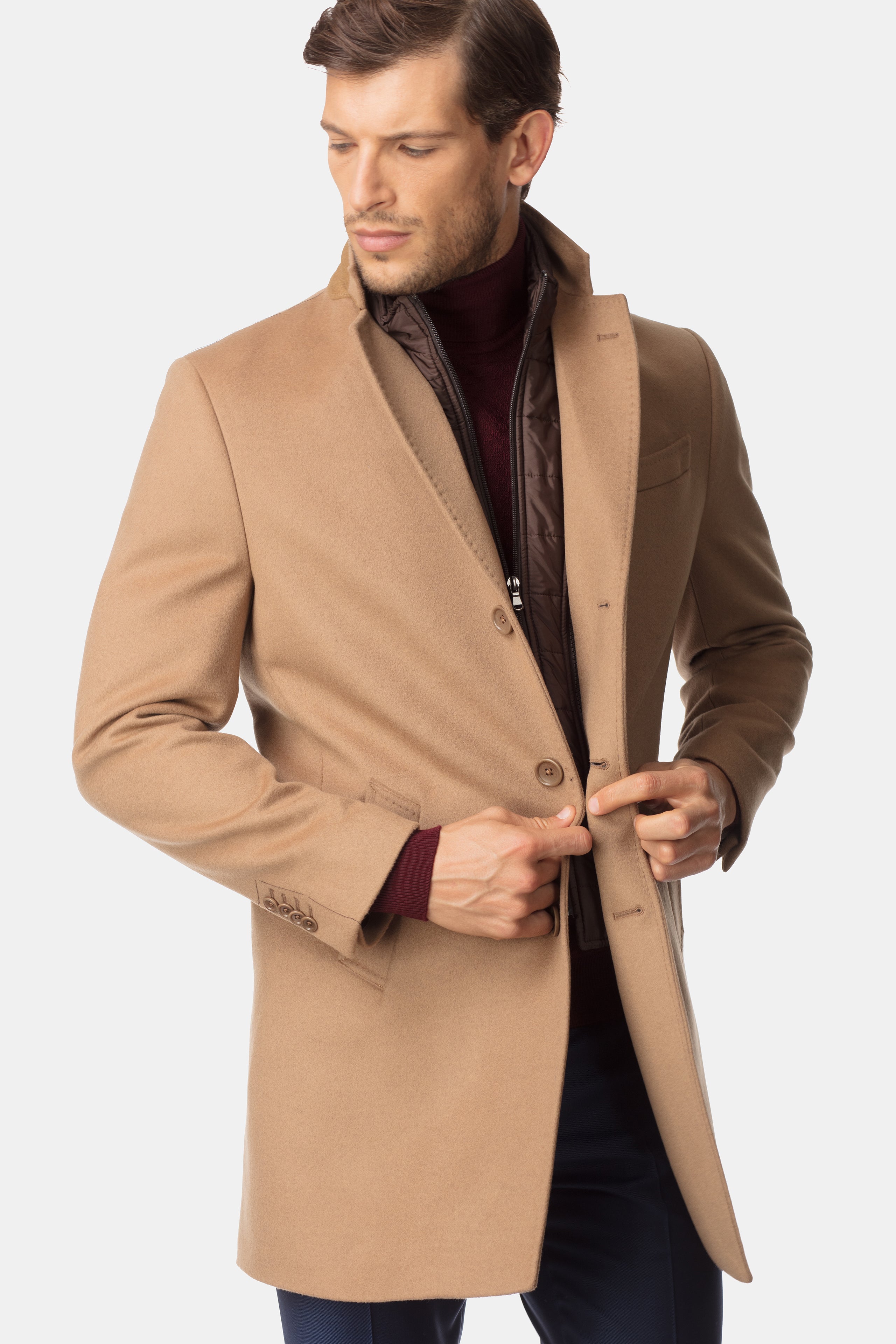 Wool and cashmere coat - CAMEL