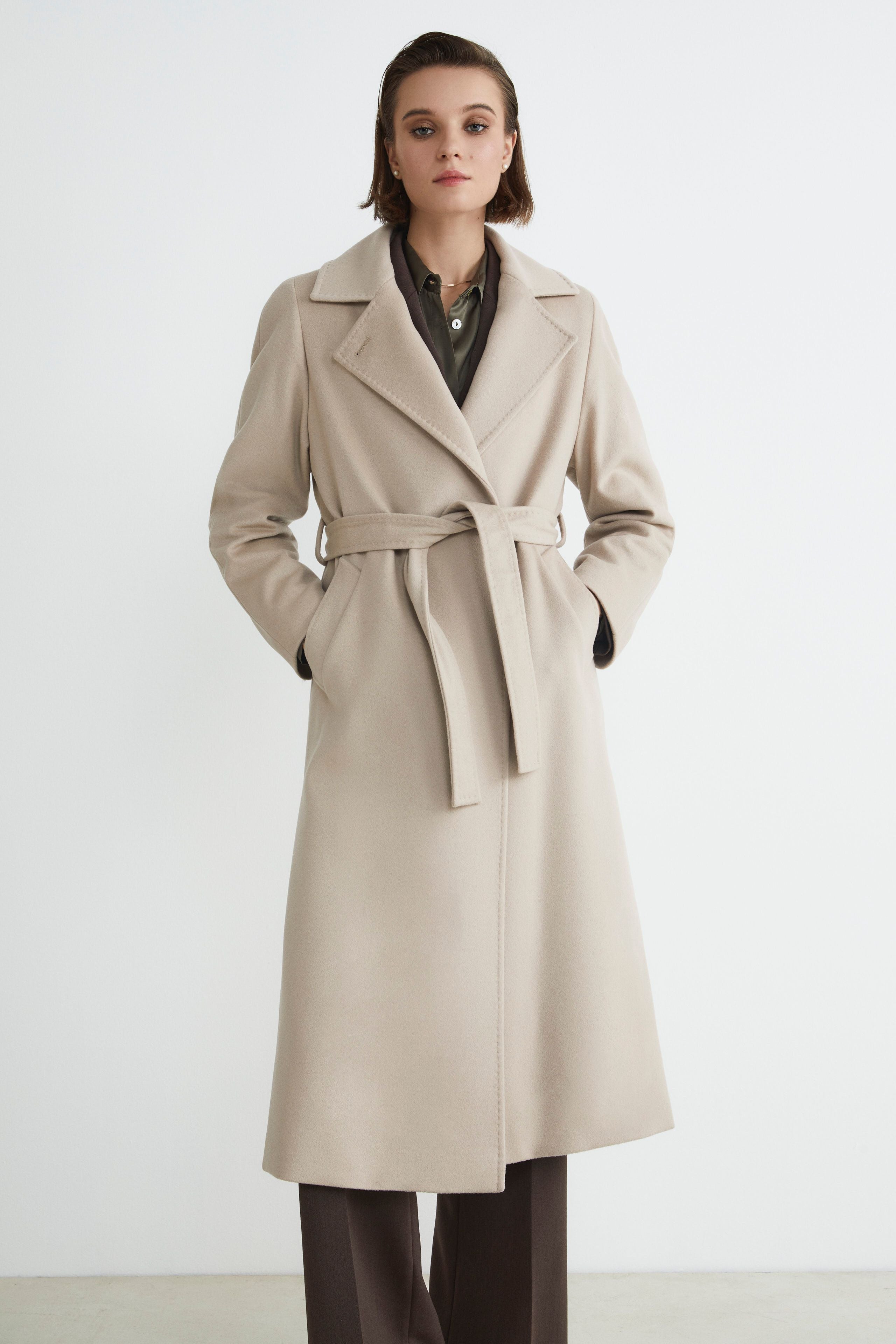 Long coat in wool and cashmere - Chalk white