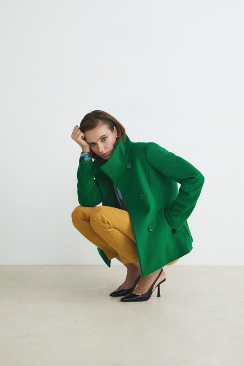 Manteau court à double boutonnage - Vert de l'herbe