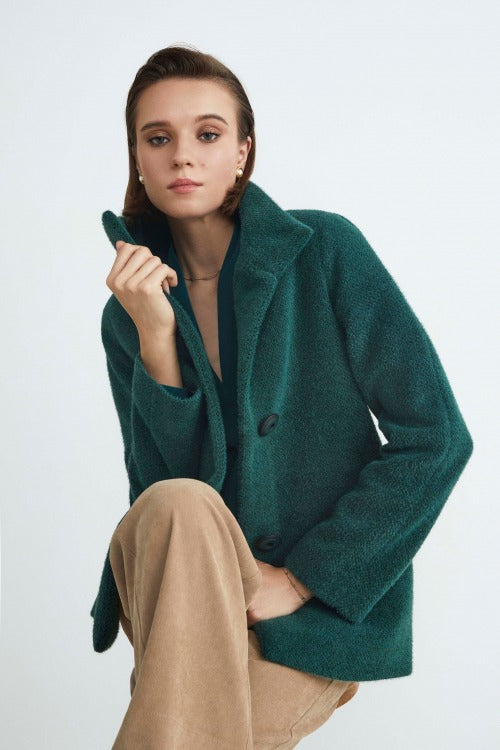 Short faux fur coat - GREEN