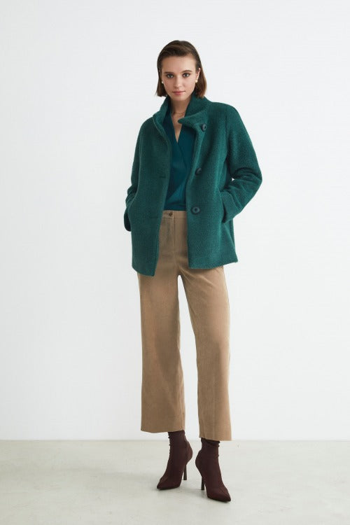 Short faux fur coat - GREEN