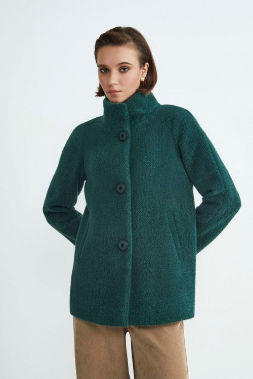 Short faux fur coat - GREEN