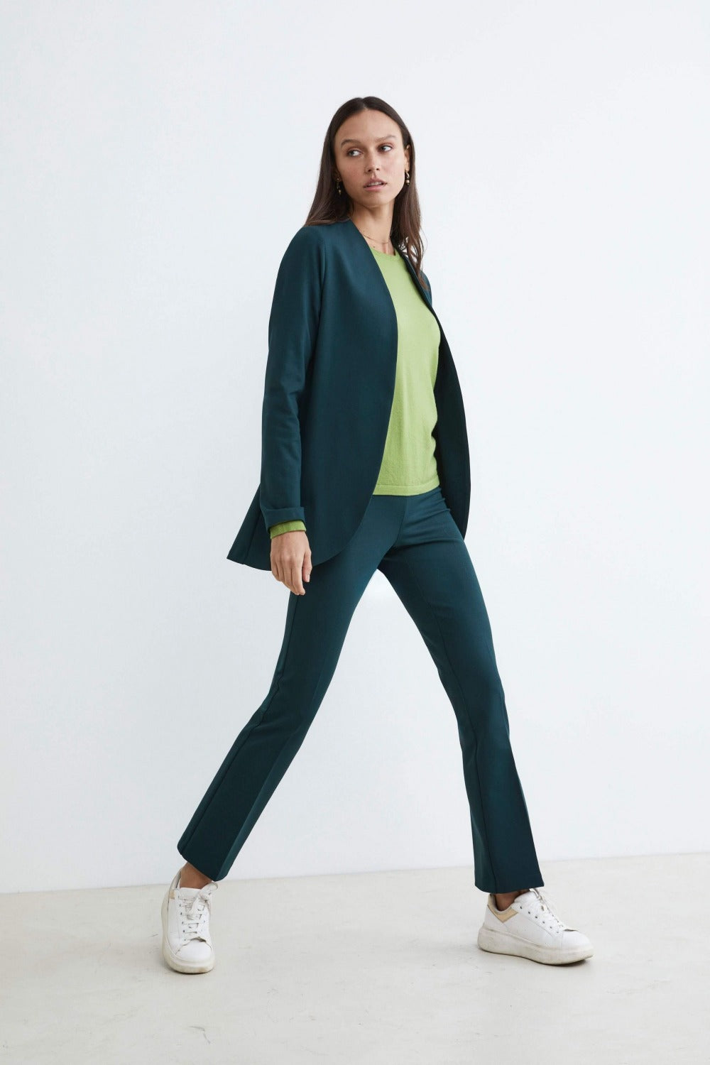 Pantalon palazzo en jersey - Bleu marine