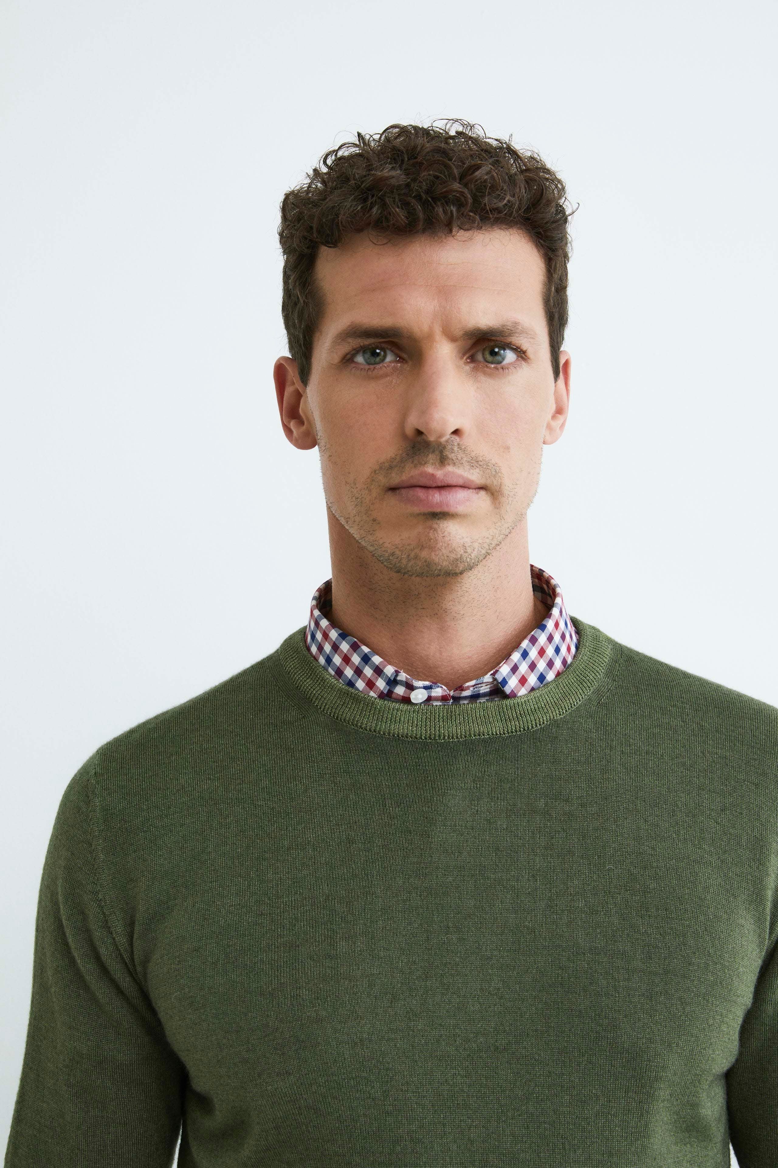 Merino wool crew-neck sweater - Military green