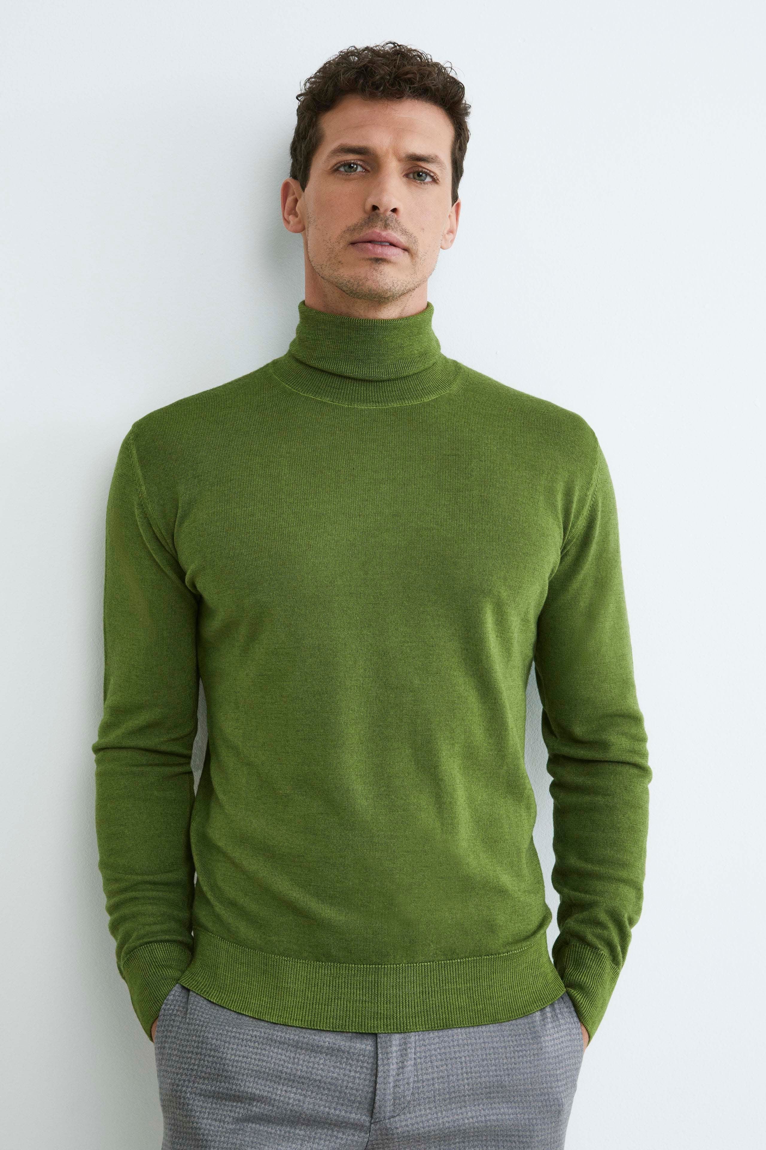 Merino wool turtleneck sweater - PISTACHIO