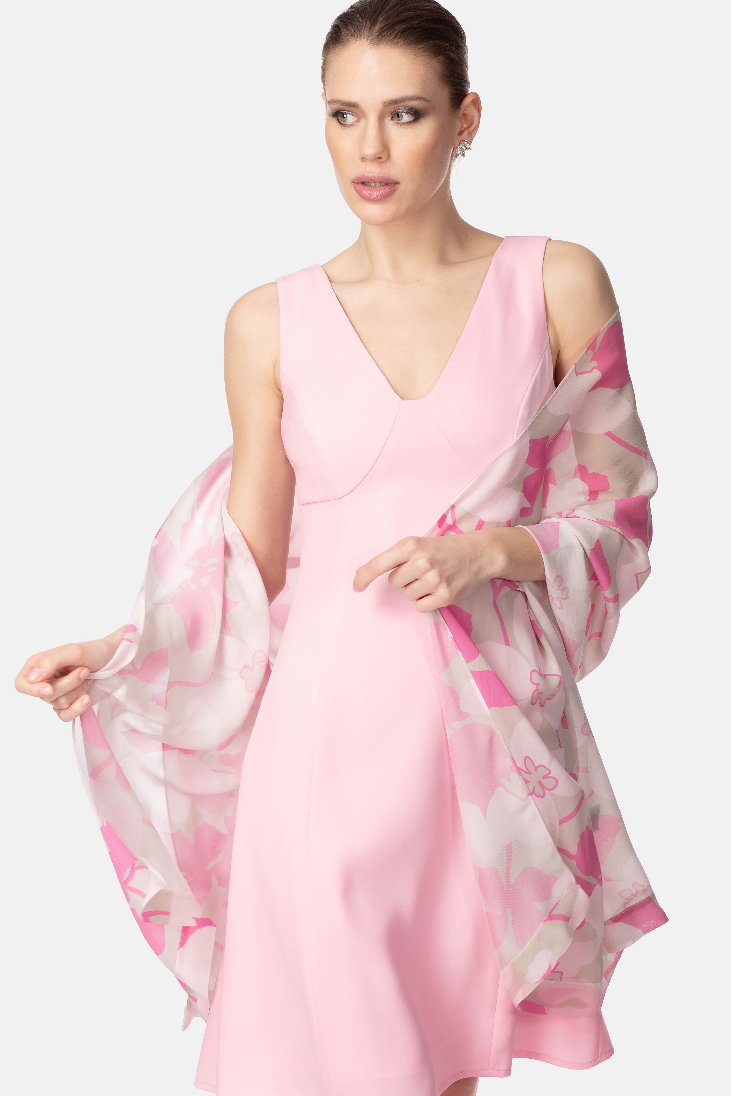 Pink chiffon scarf - Azalea pattern