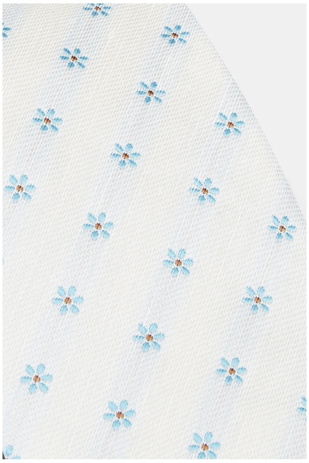 Silk tie with flowers - White-Light blue pattern