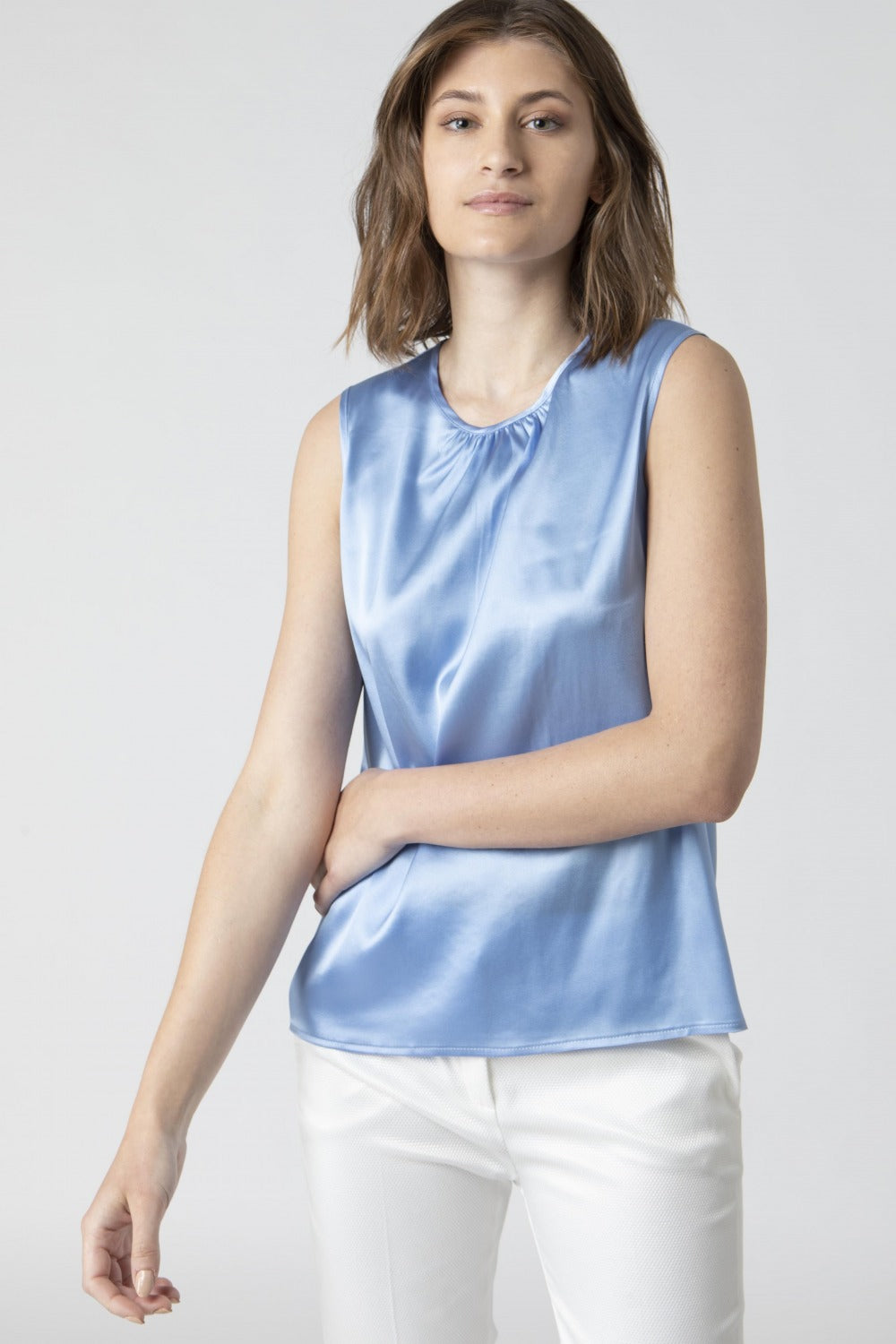 Silk Top - Light blue