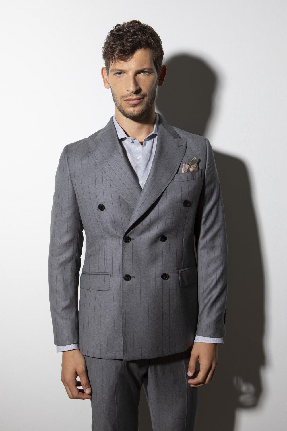 Blue double breasted suit - Grey pinstripe