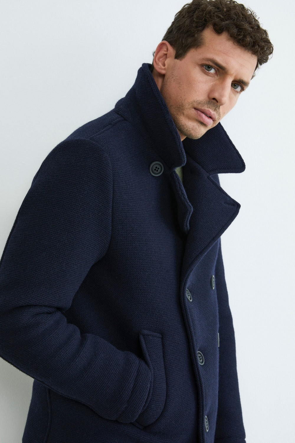 Double-breasted peacoat coat - BLUE