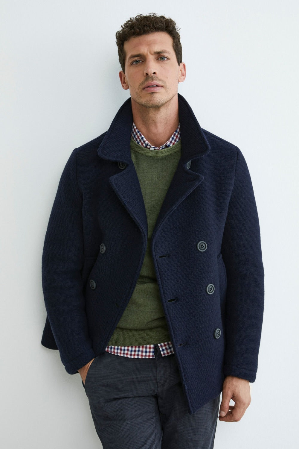 Double-breasted peacoat coat - BLUE