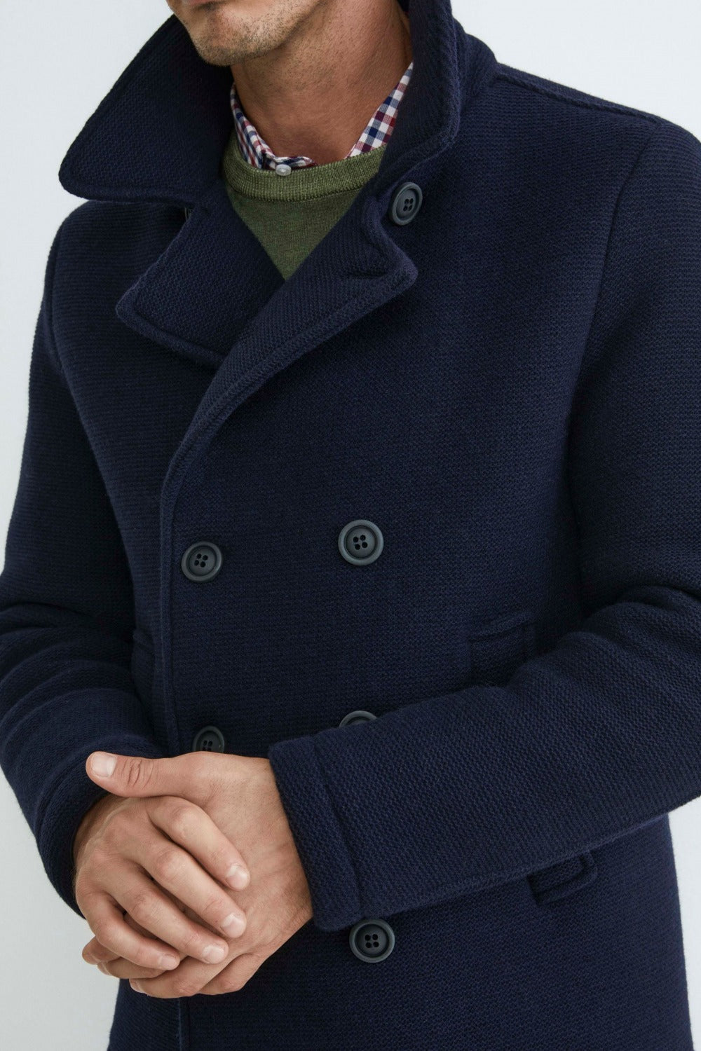 Double-breasted peacoat coat - BLUE