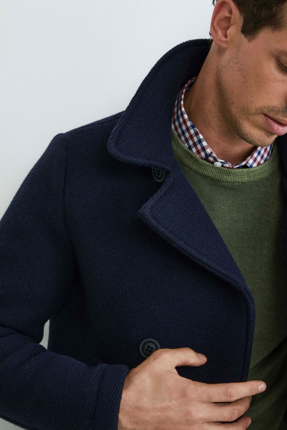 Double-breasted peacoat coat - BLUE