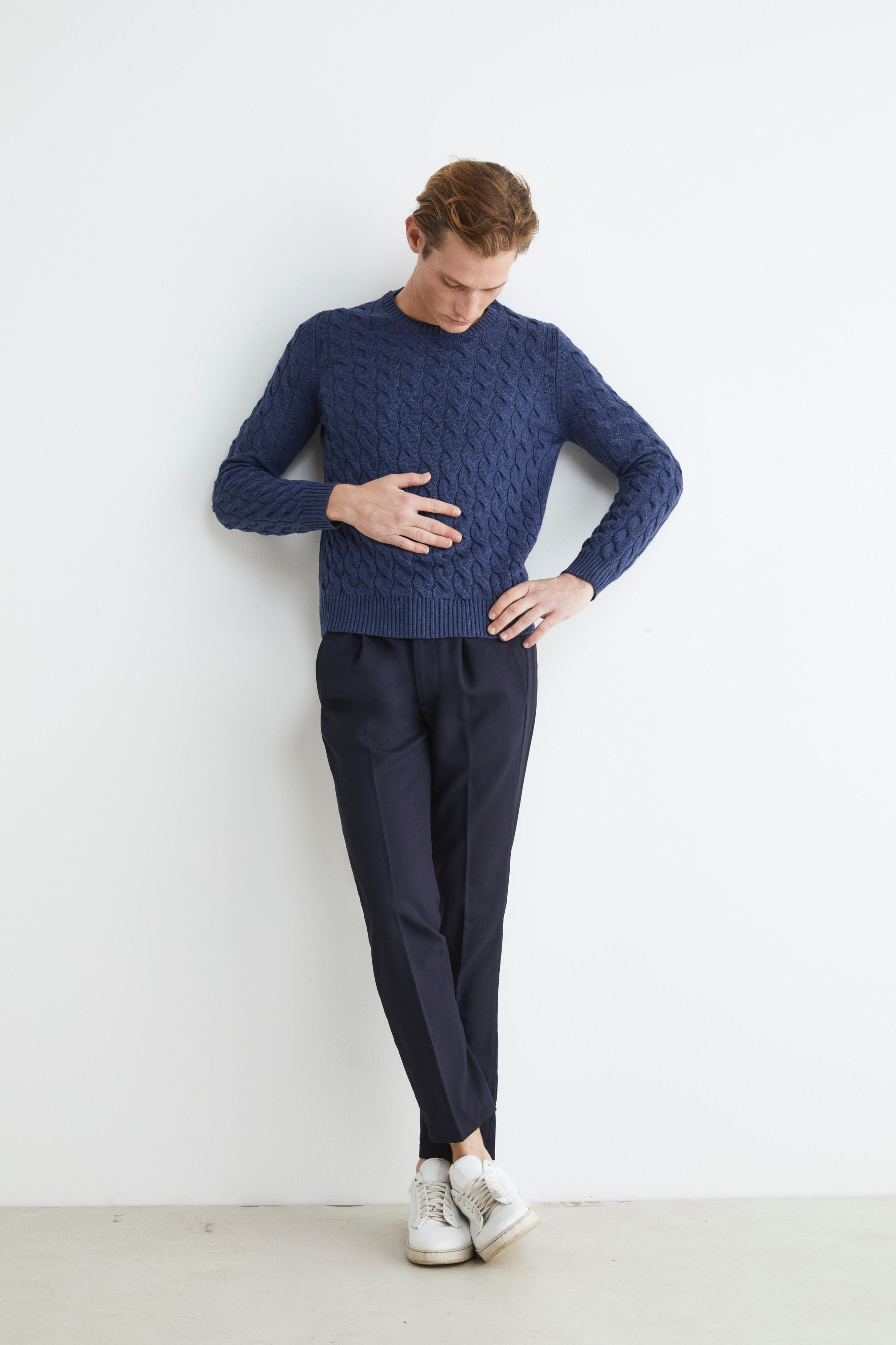 Merino wool crew-neck jumper - DENIM