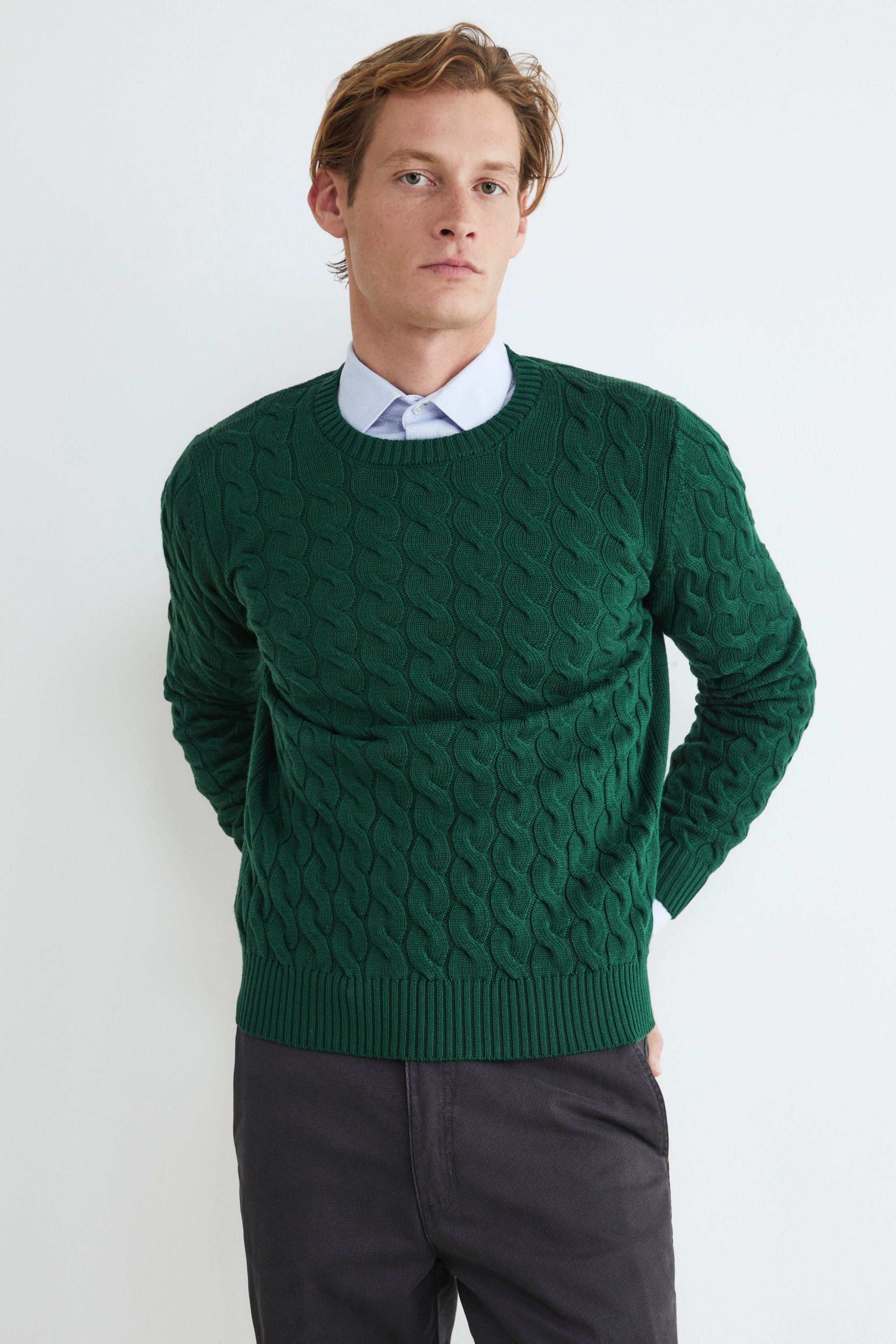 Merino wool crew-neck jumper - EMERALD GREEN