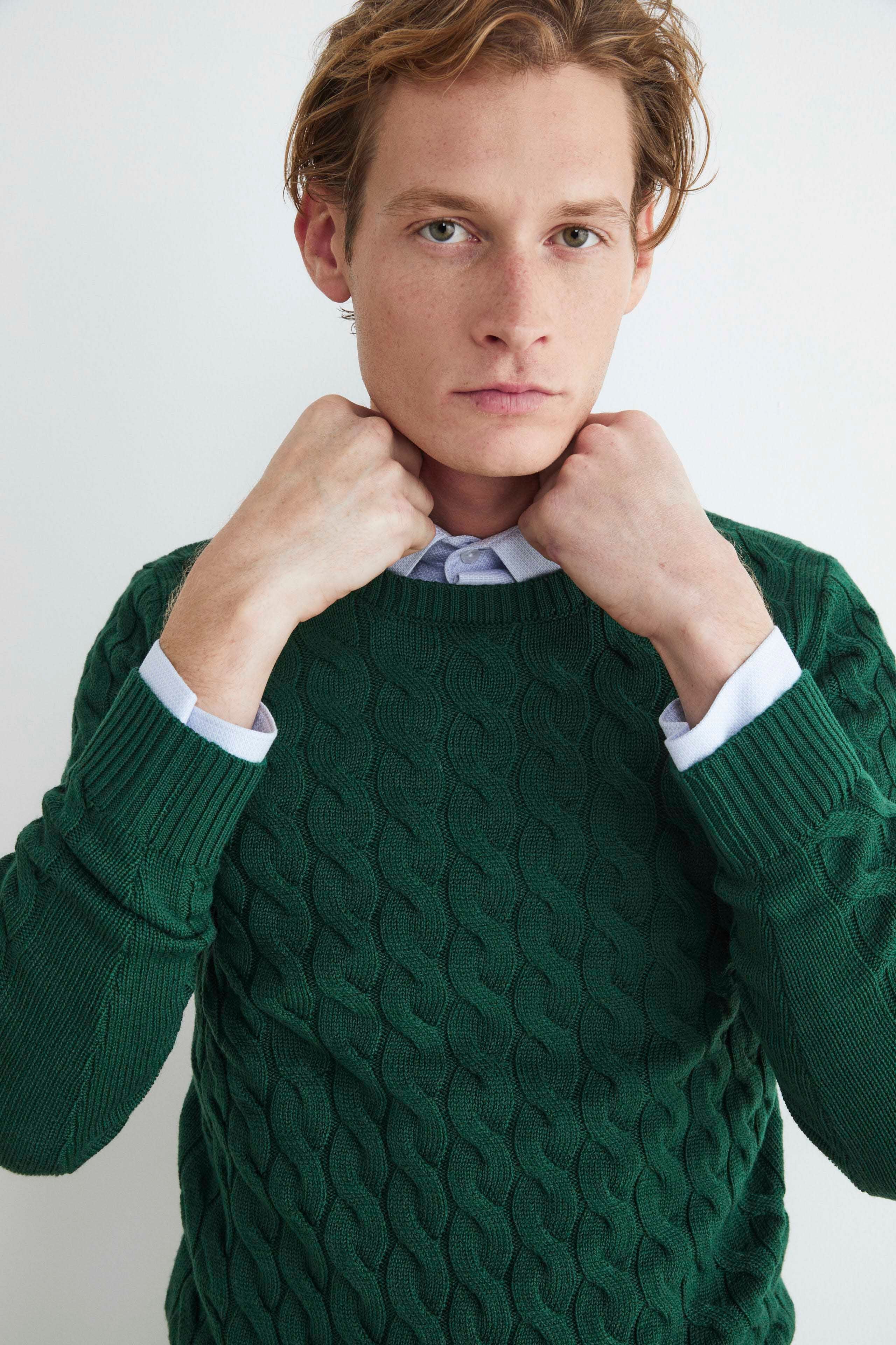 Merino wool crew-neck jumper - EMERALD GREEN