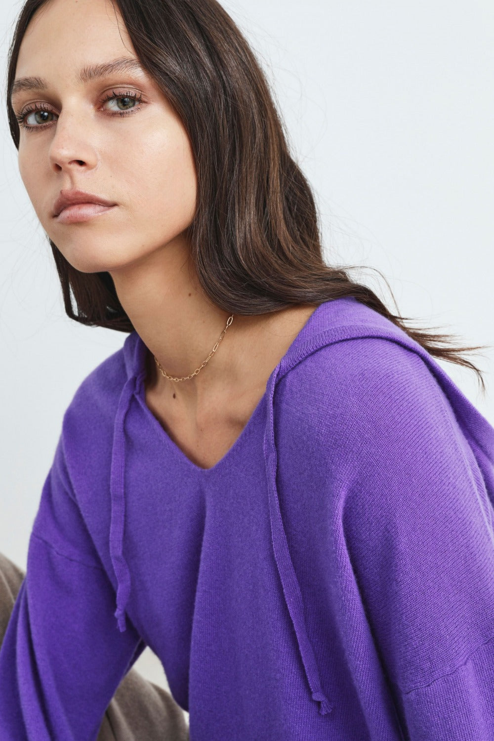 Wool and cashmere hooded sweater - Purple