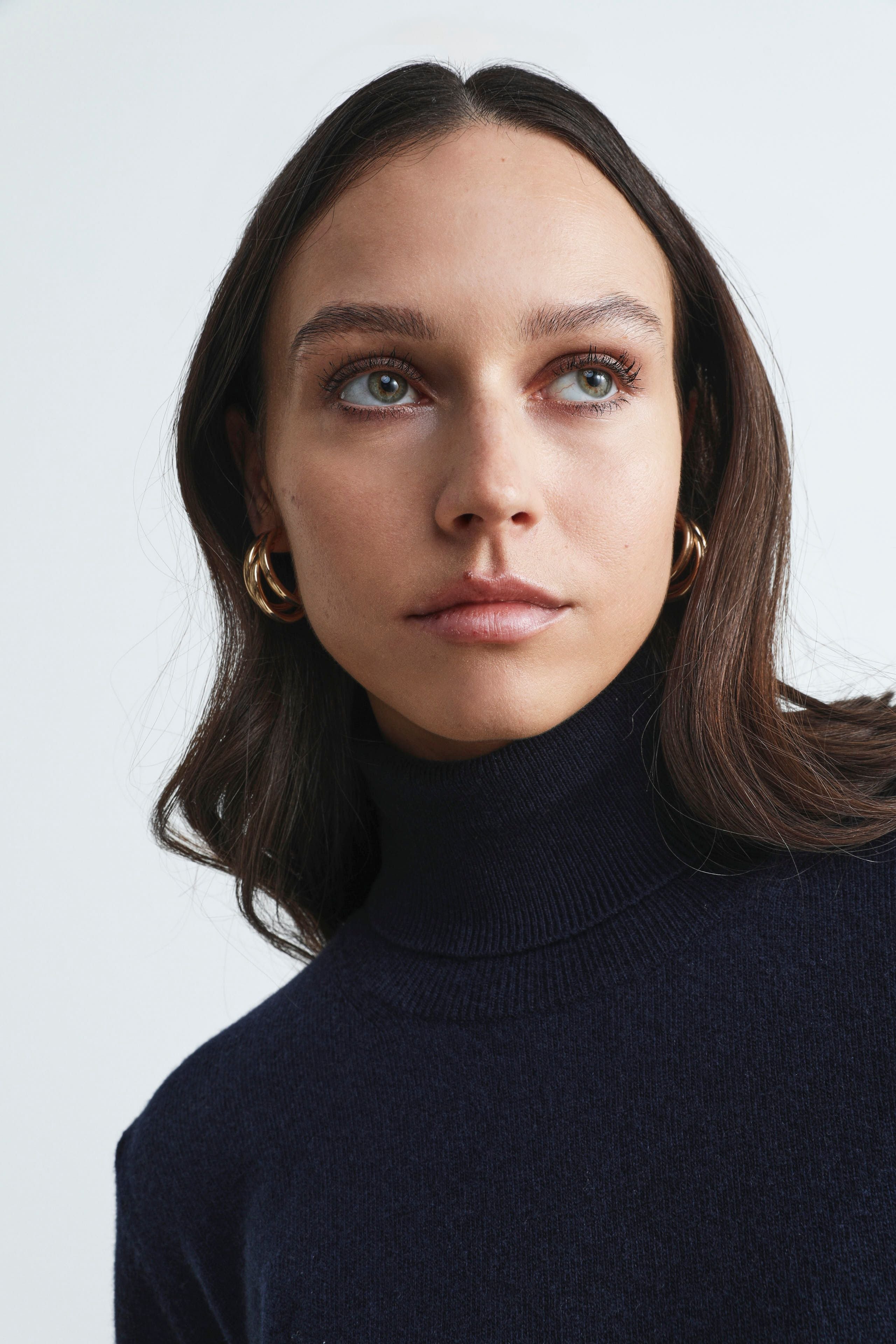 Wool turtleneck dress - BLUE