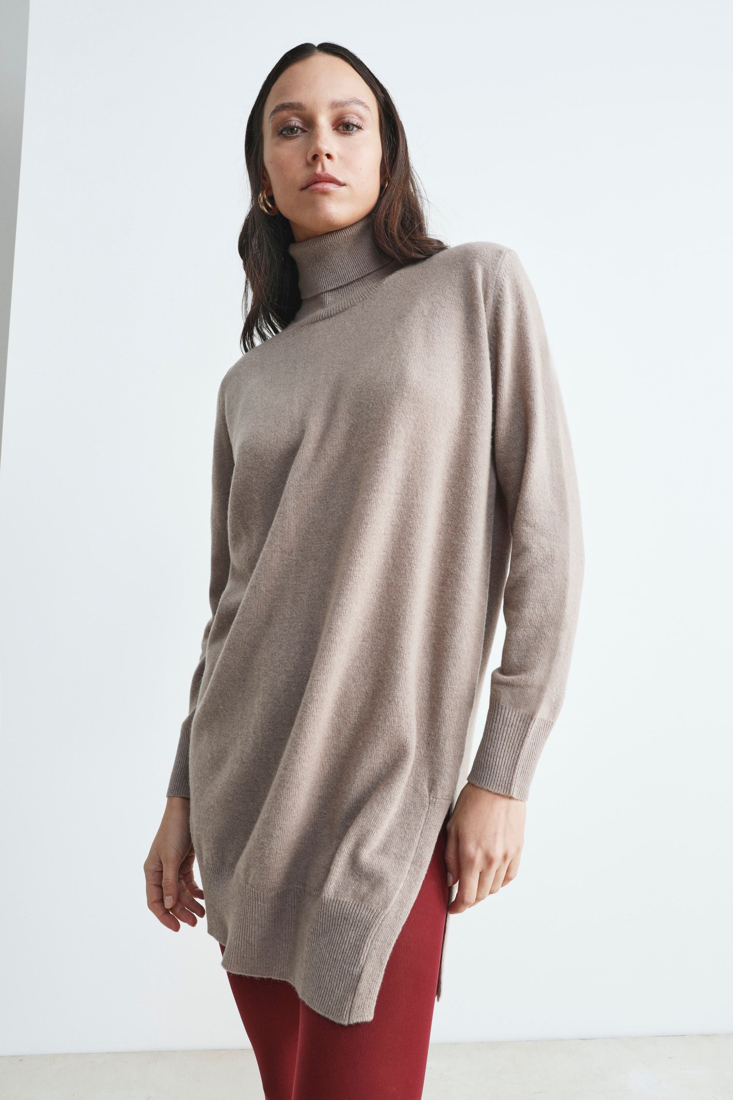 Wool turtleneck dress - Brown