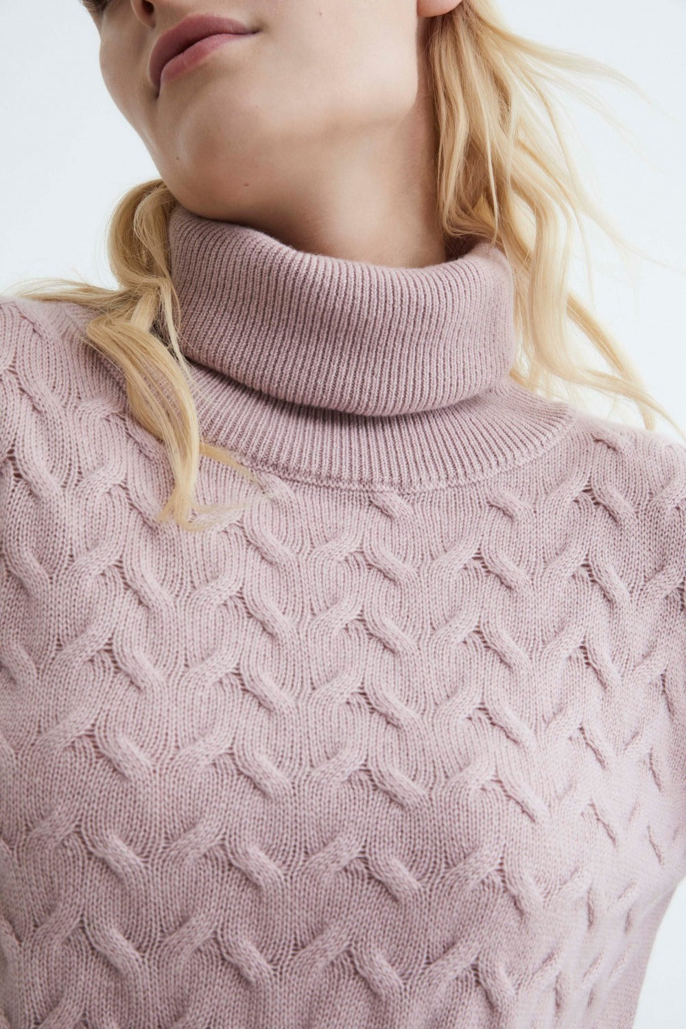 Cashmere sweater with braids - Old pink