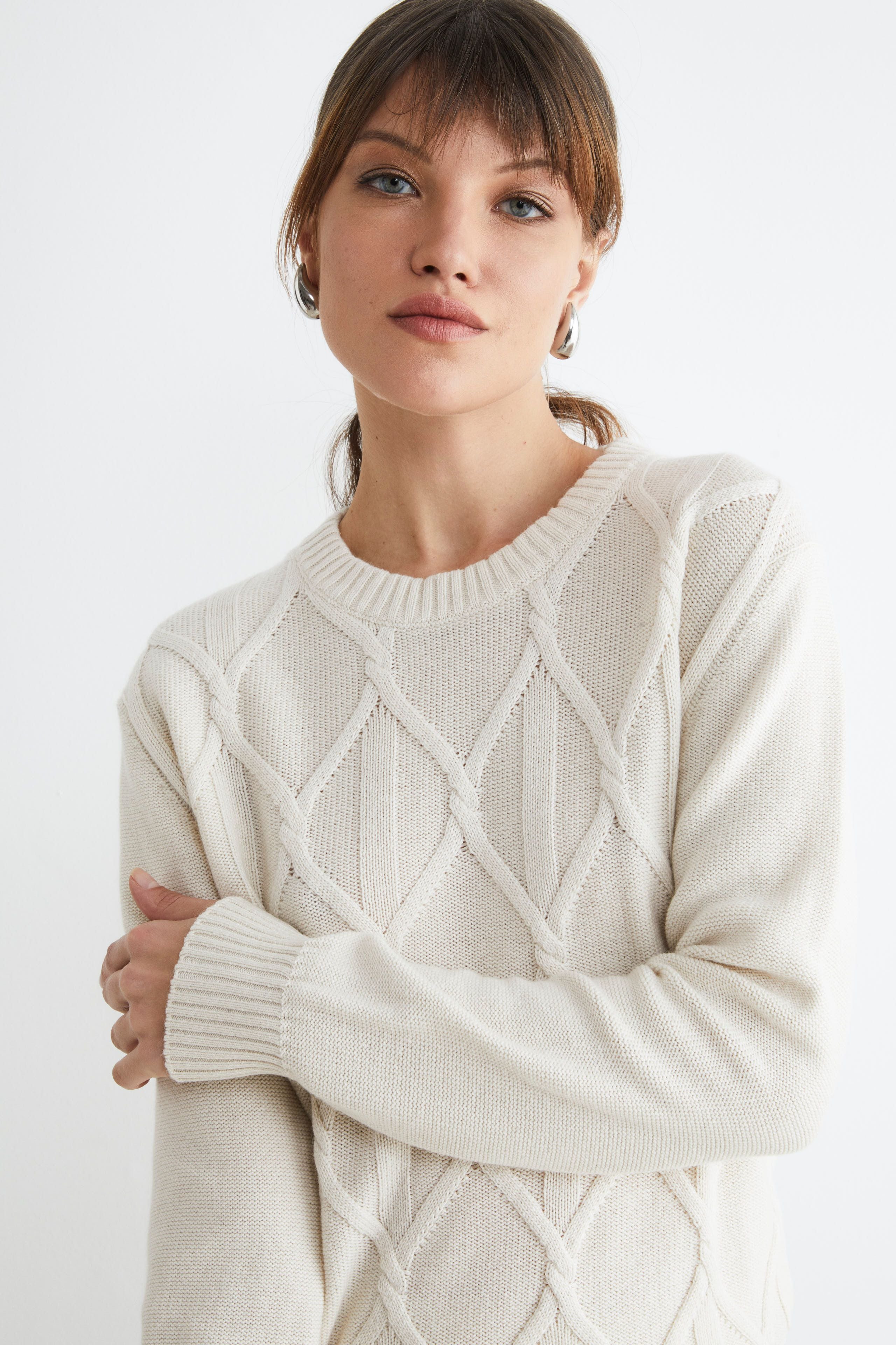 Crewneck diamond jumper - Cream white