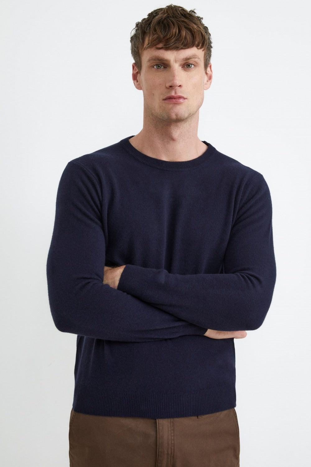 Crew-neck sweater in wool - Midnight blue