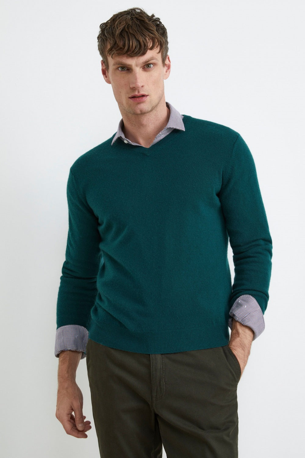 Wool V-neck sweater - GREEN