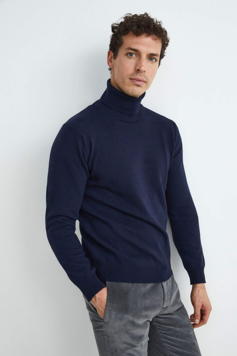 Wool and cashmere turtleneck - Midnight blue