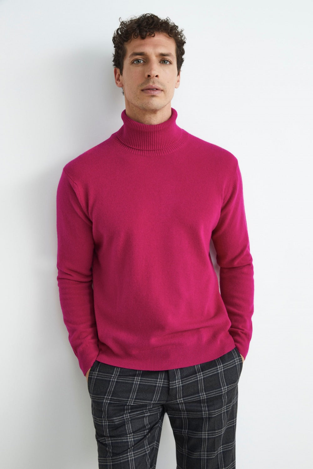 Rollkragenpullover aus Wolle und Kaschmir - MAGENTA