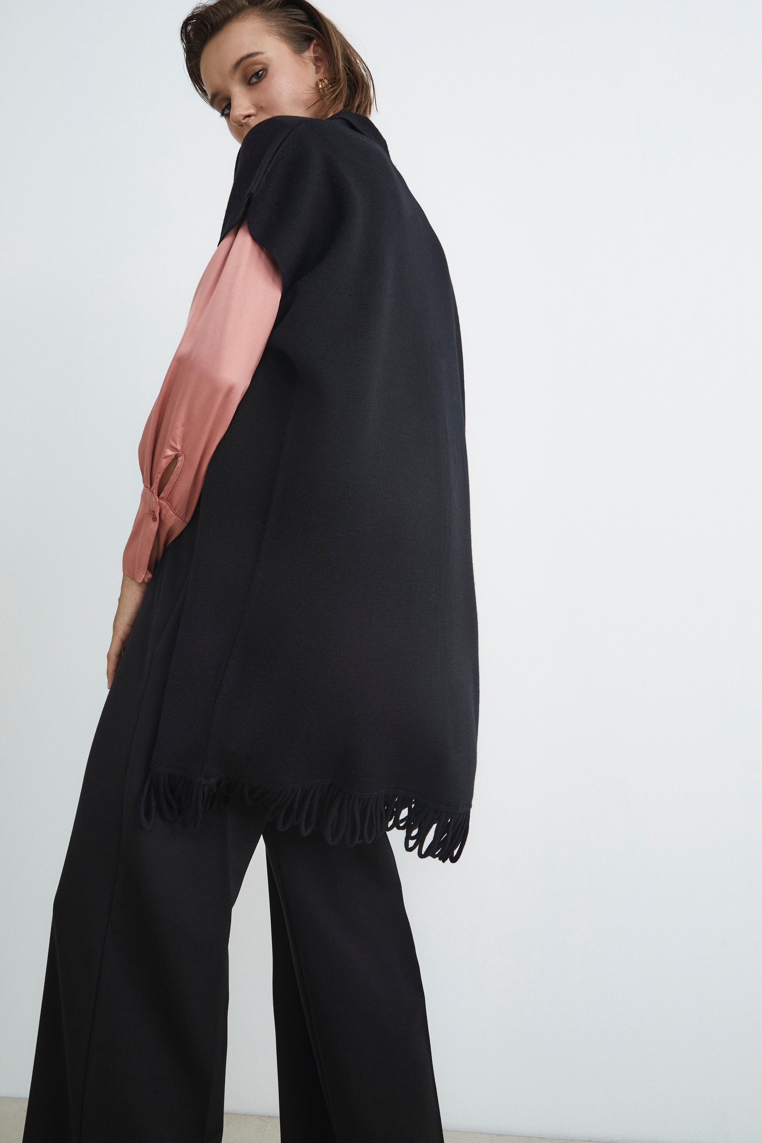 Fringed waistcoat - BLACK