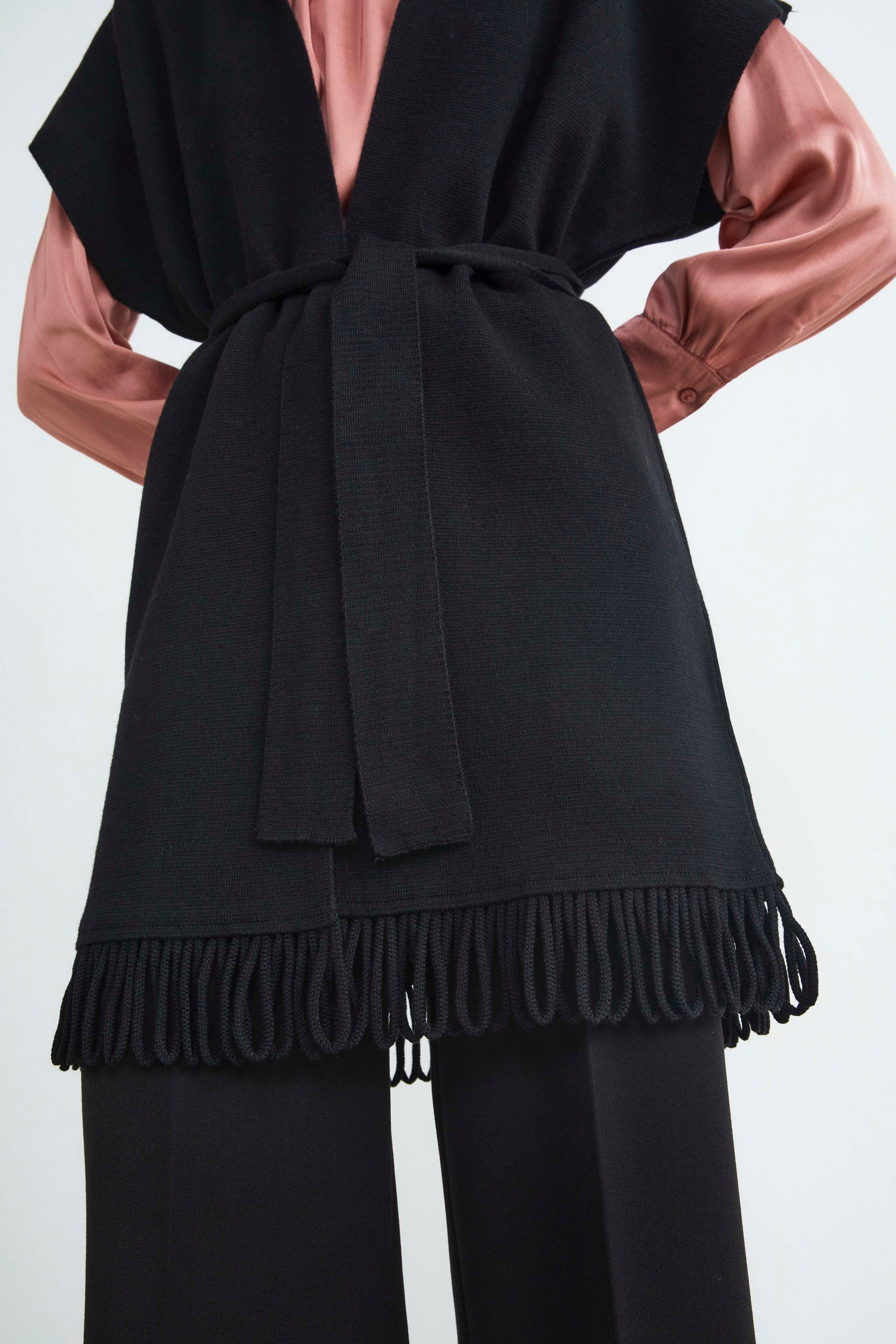 Fringed waistcoat - BLACK