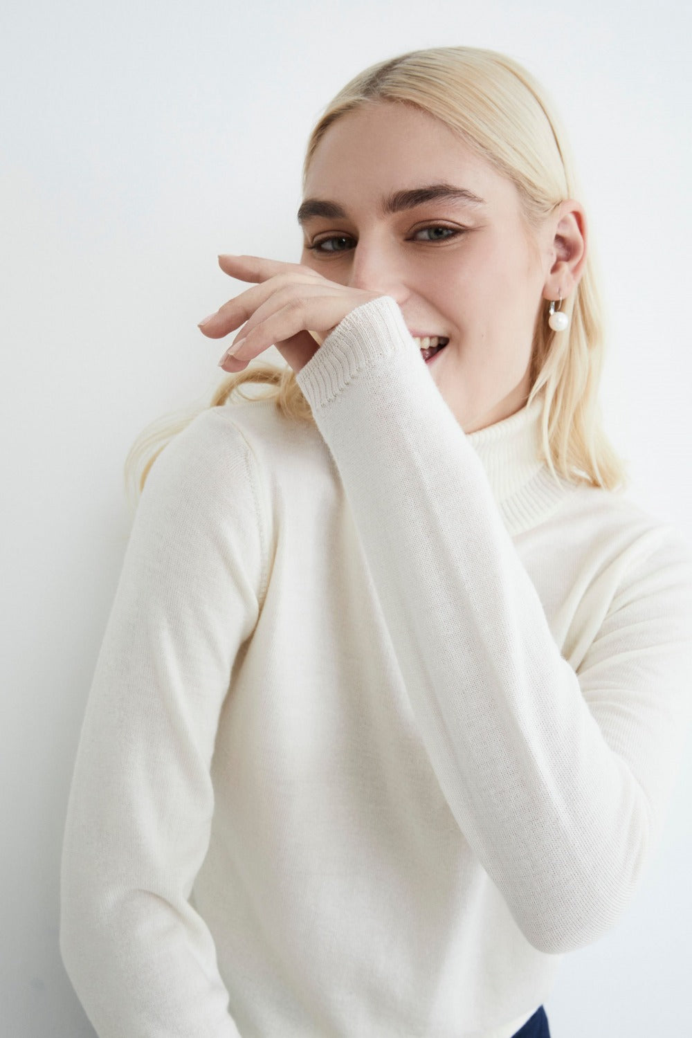 Turtleneck sweater with pockets - ECRU