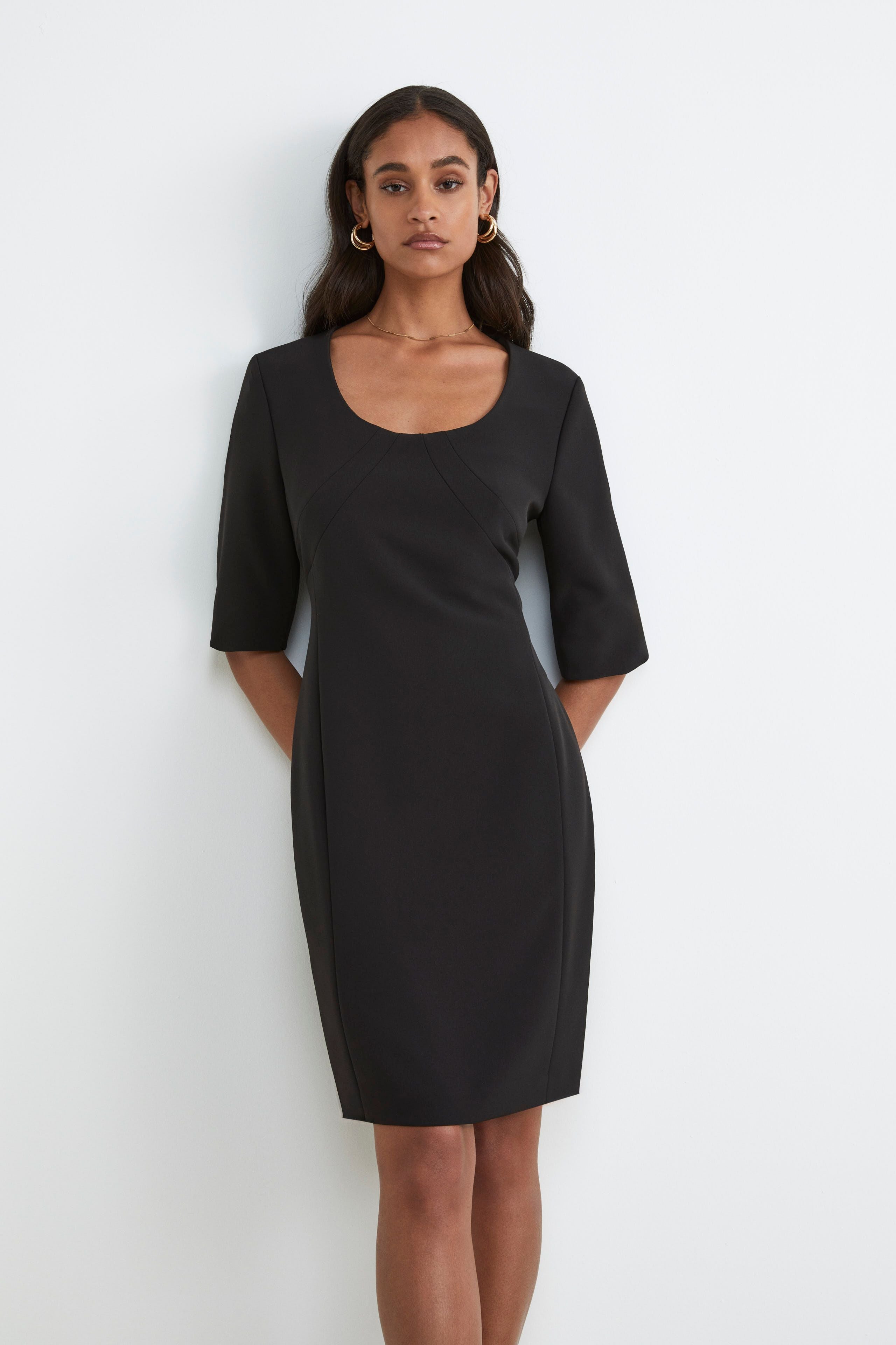 Elegant black sheath dress - BLACK