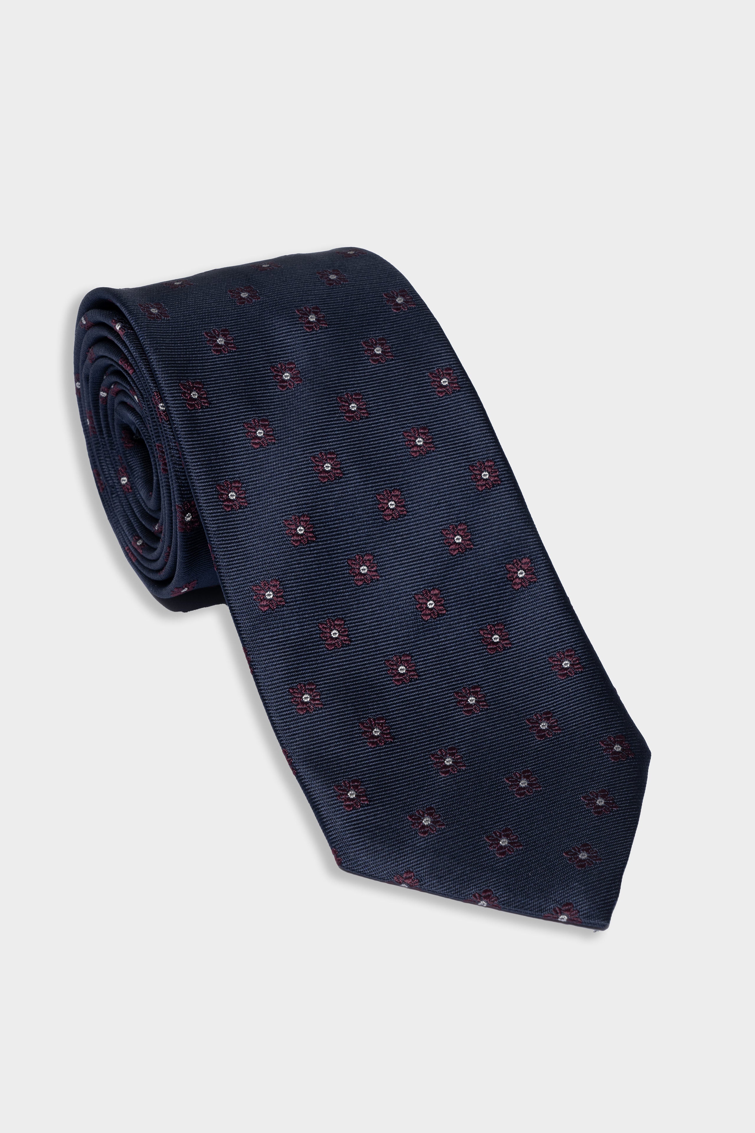 Geometric patterned tie - Blue-Burgundy pattern