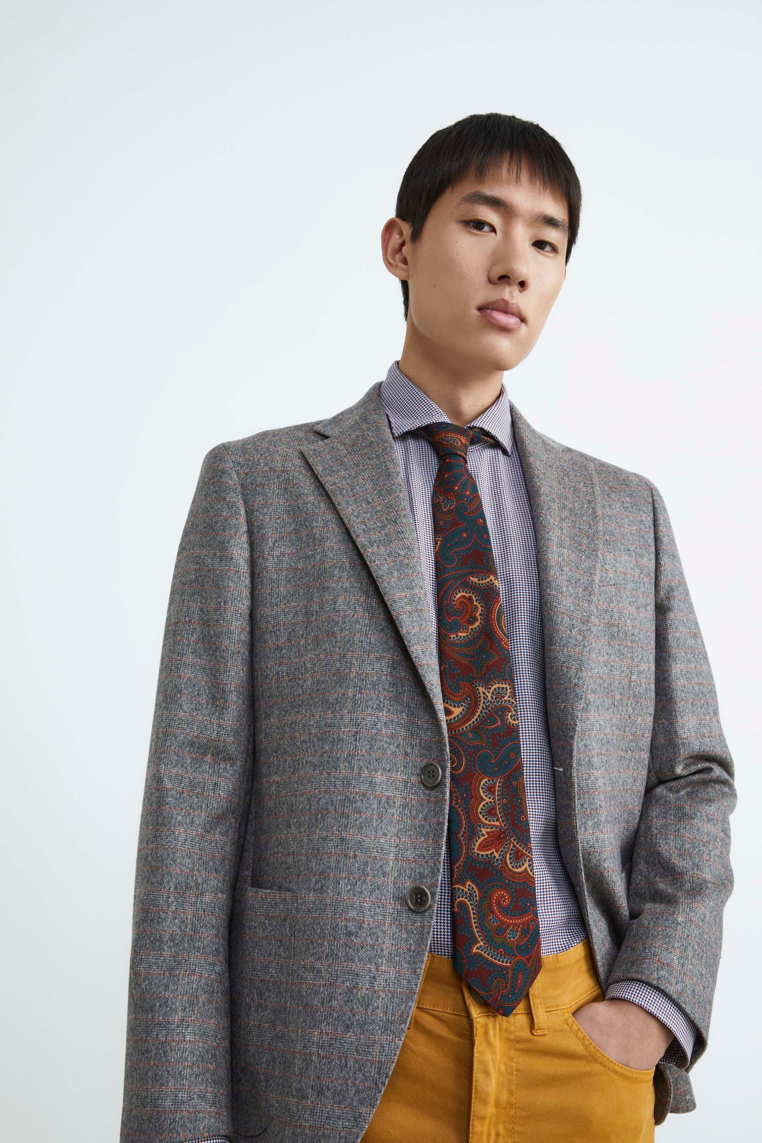 Wool tie - Blue-Burgundy pattern