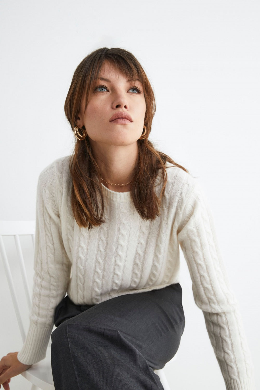 Cashmere crewneck jumper - CREAM