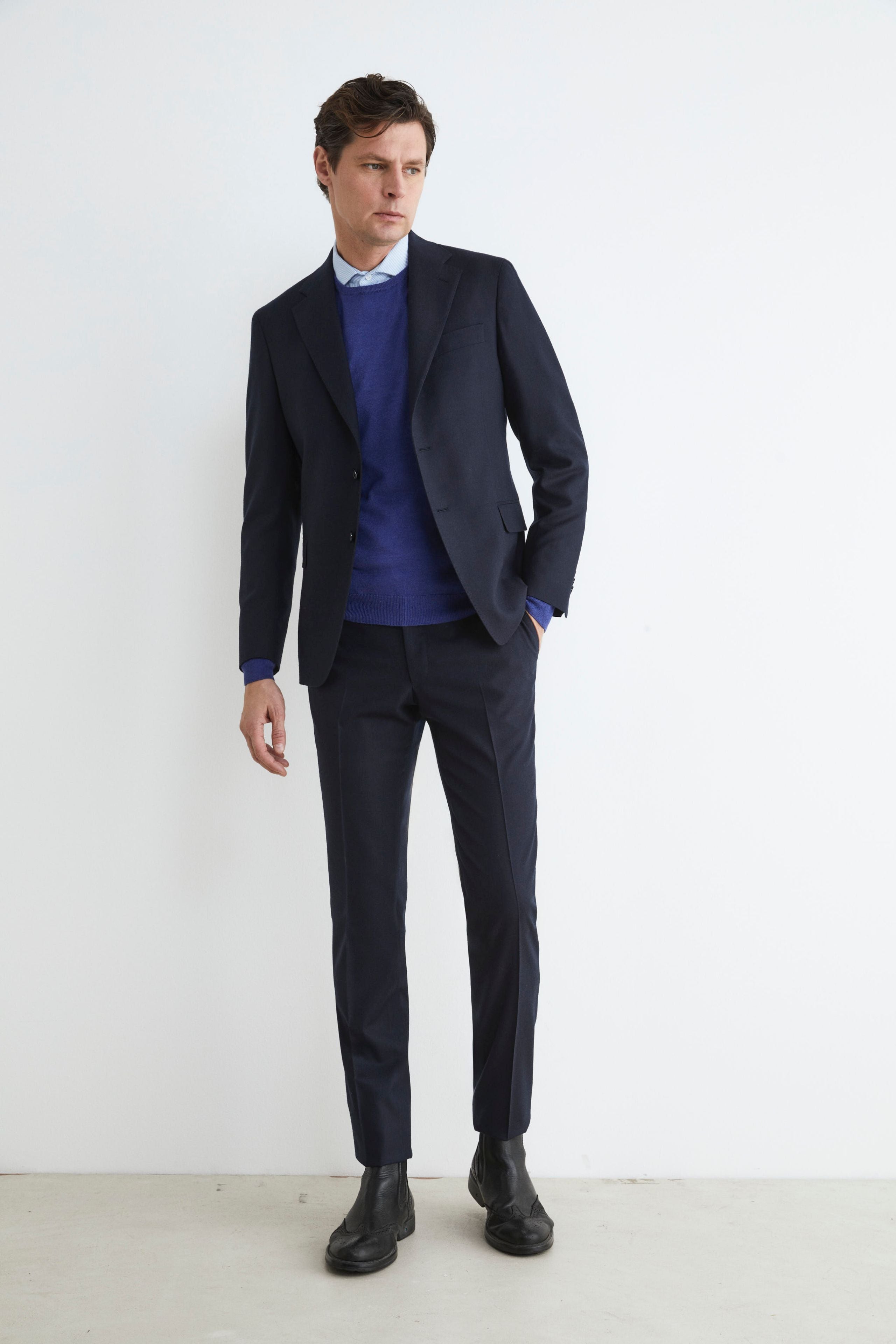 Blue slim winter suit for men - BLUE